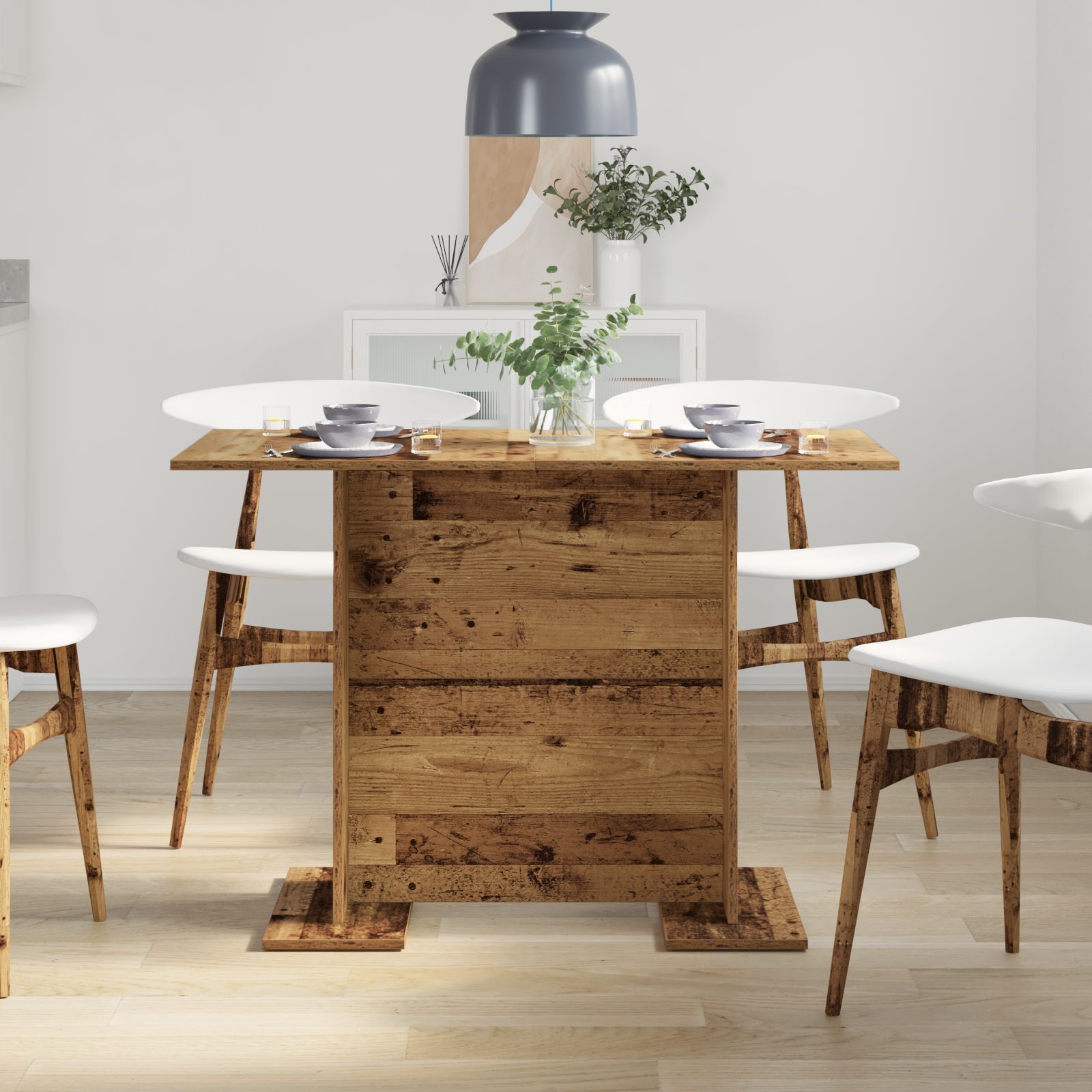 Dining Table Old Wood 110x60x75 cm Engineered Wood - Image 4
