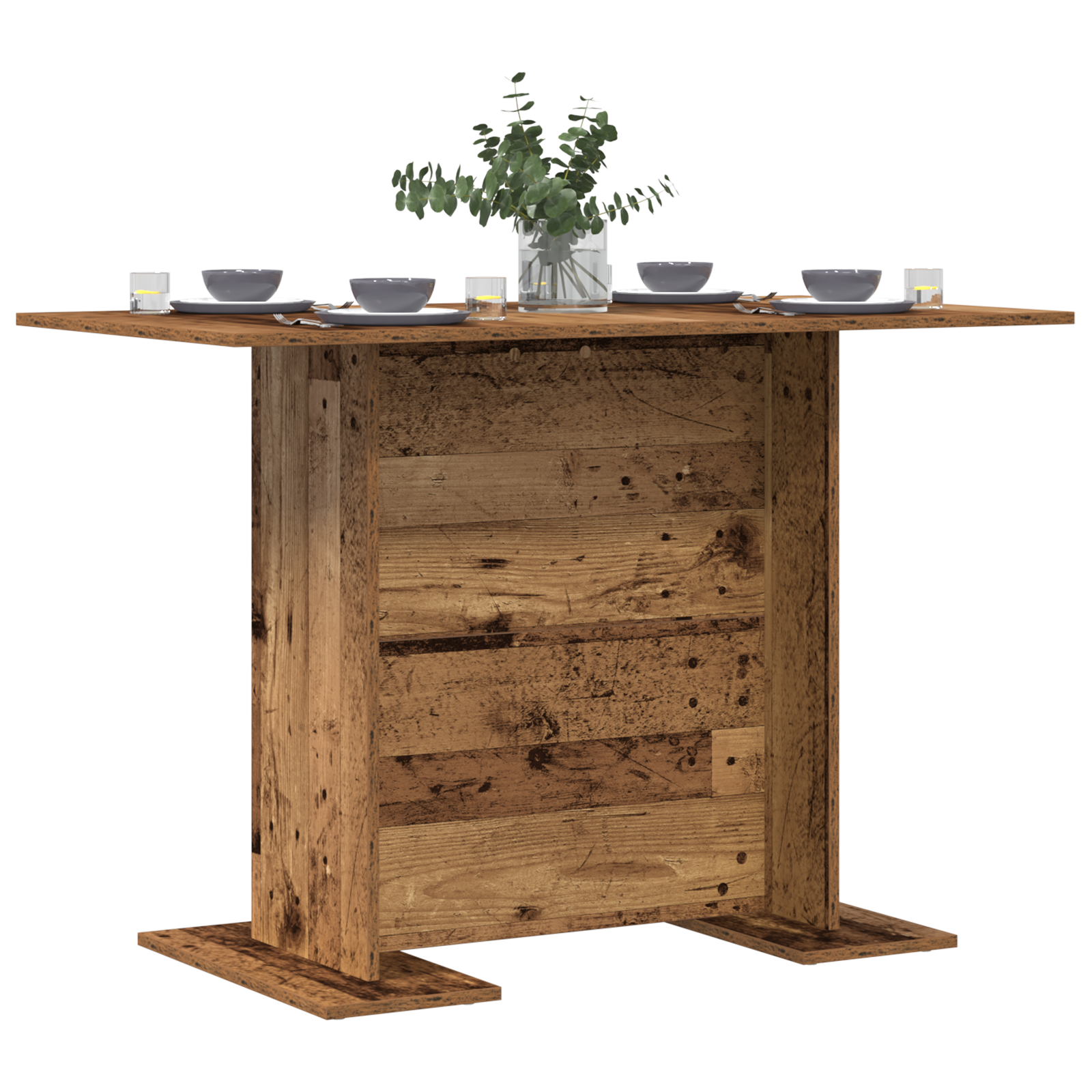 Dining Table Old Wood 110x60x75 cm Engineered Wood - Image 3