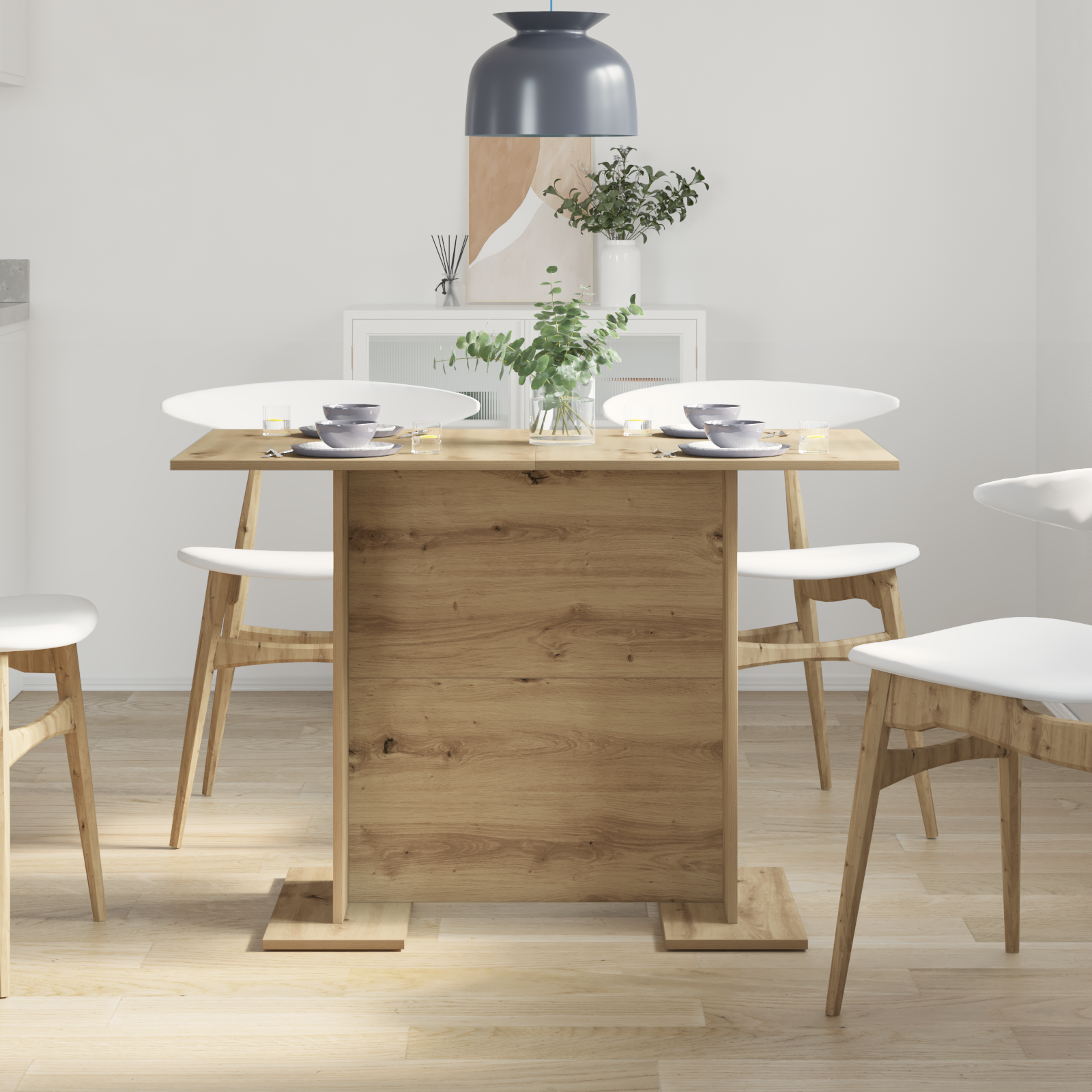 Dining Table Artisan Oak 110x60x75 cm Engineered Wood - Image 4