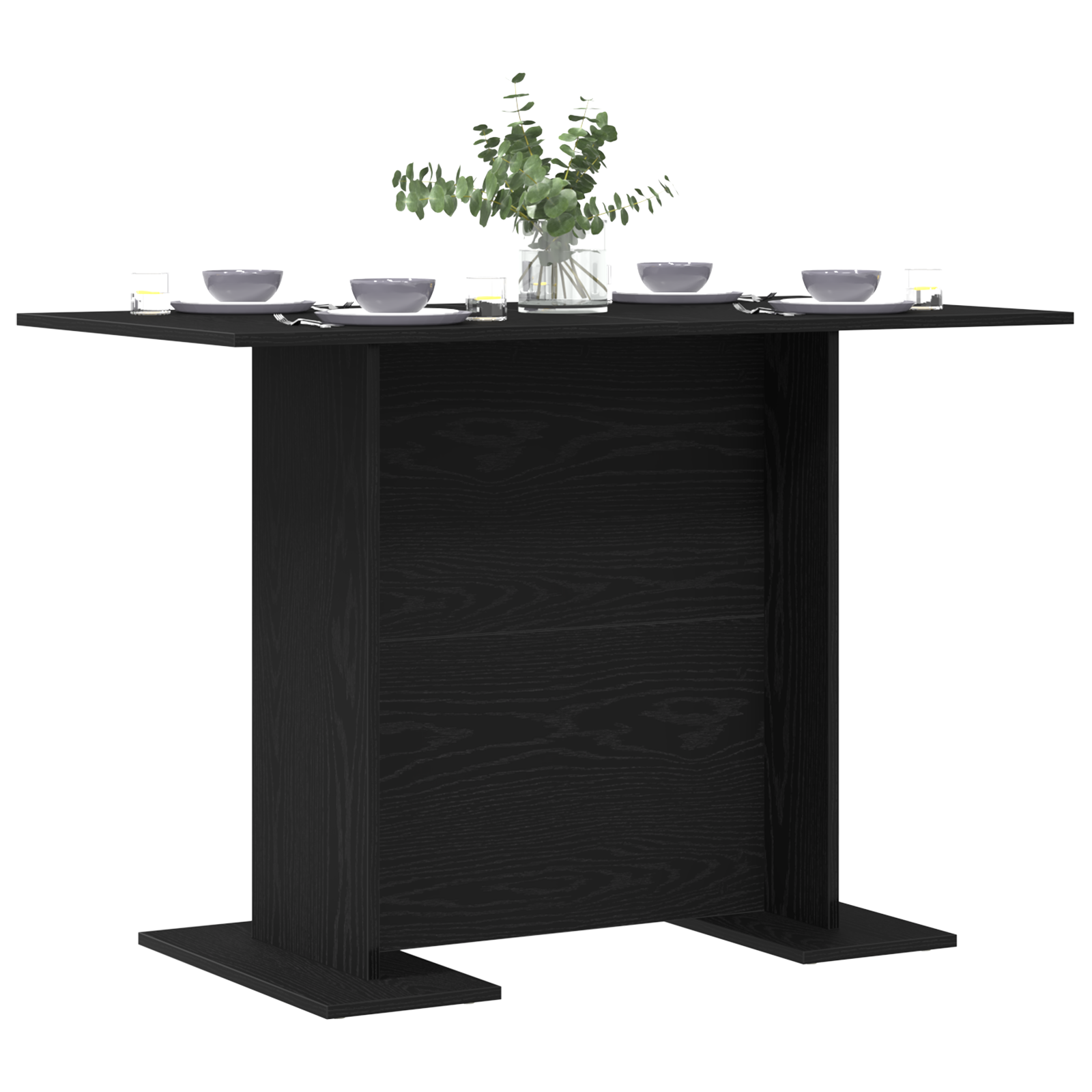 Dining Table Black Oak 110x60x75 cm Engineered Wood - Image 3