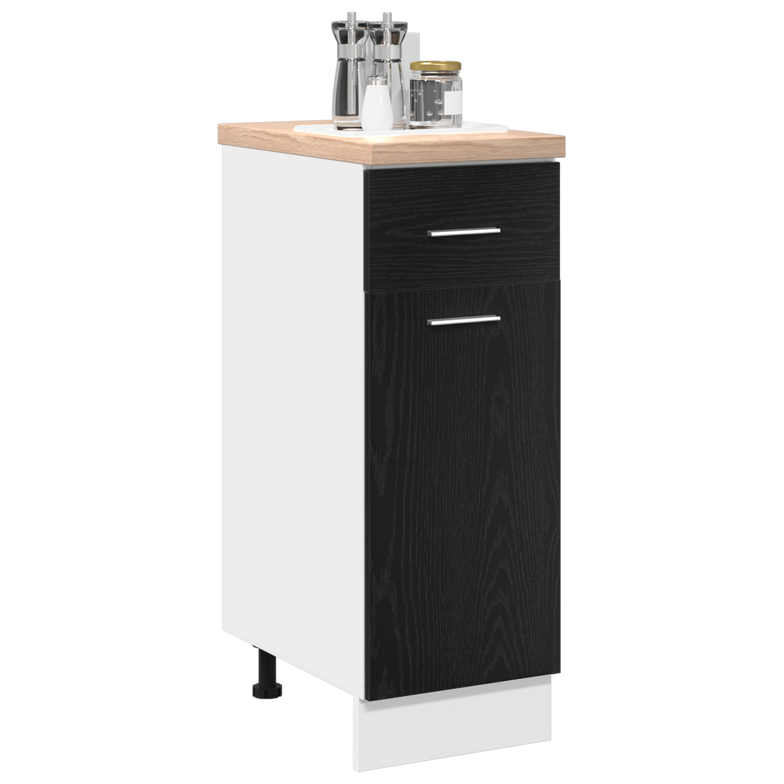Black Oak Drawer Bottom Cabinet - 30x46x81.5 cm, Made from Engineered Wood - Image 3