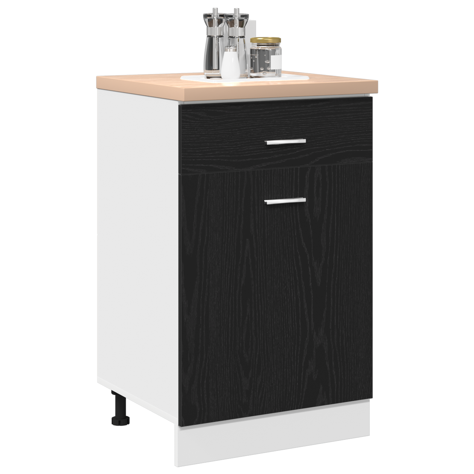 Black Oak Drawer Cabinet - 50x46x81.5 cm, Made with Engineered Wood - Image 3