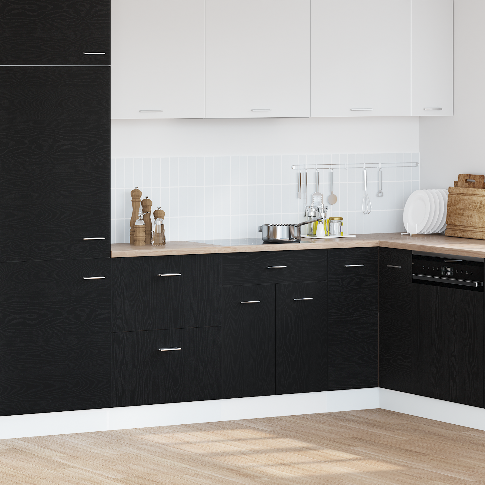 Black Oak Drawer Bottom Cabinet - 60x46x81.5 cm Made from Engineered Wood