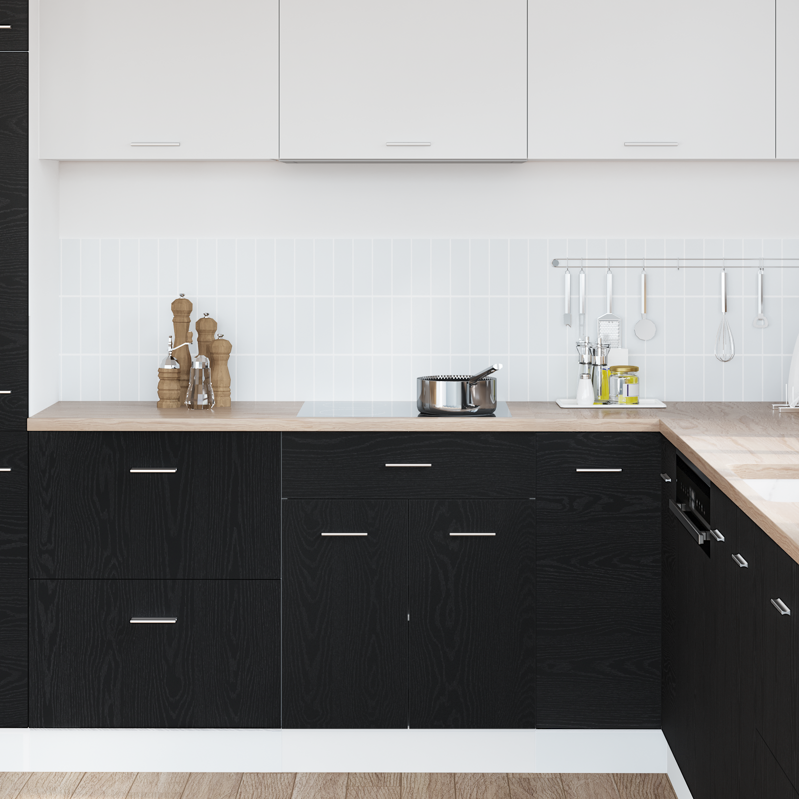 Black Oak Drawer Bottom Cabinet - 60x46x81.5 cm Made from Engineered Wood - Image 4