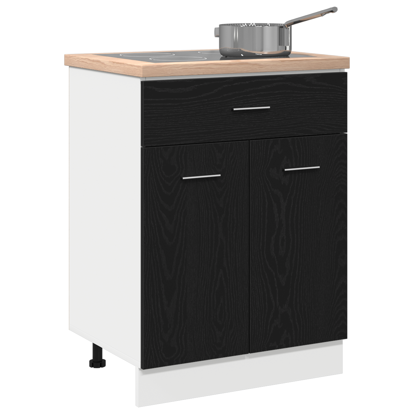 Black Oak Drawer Bottom Cabinet - 60x46x81.5 cm Made from Engineered Wood - Image 3