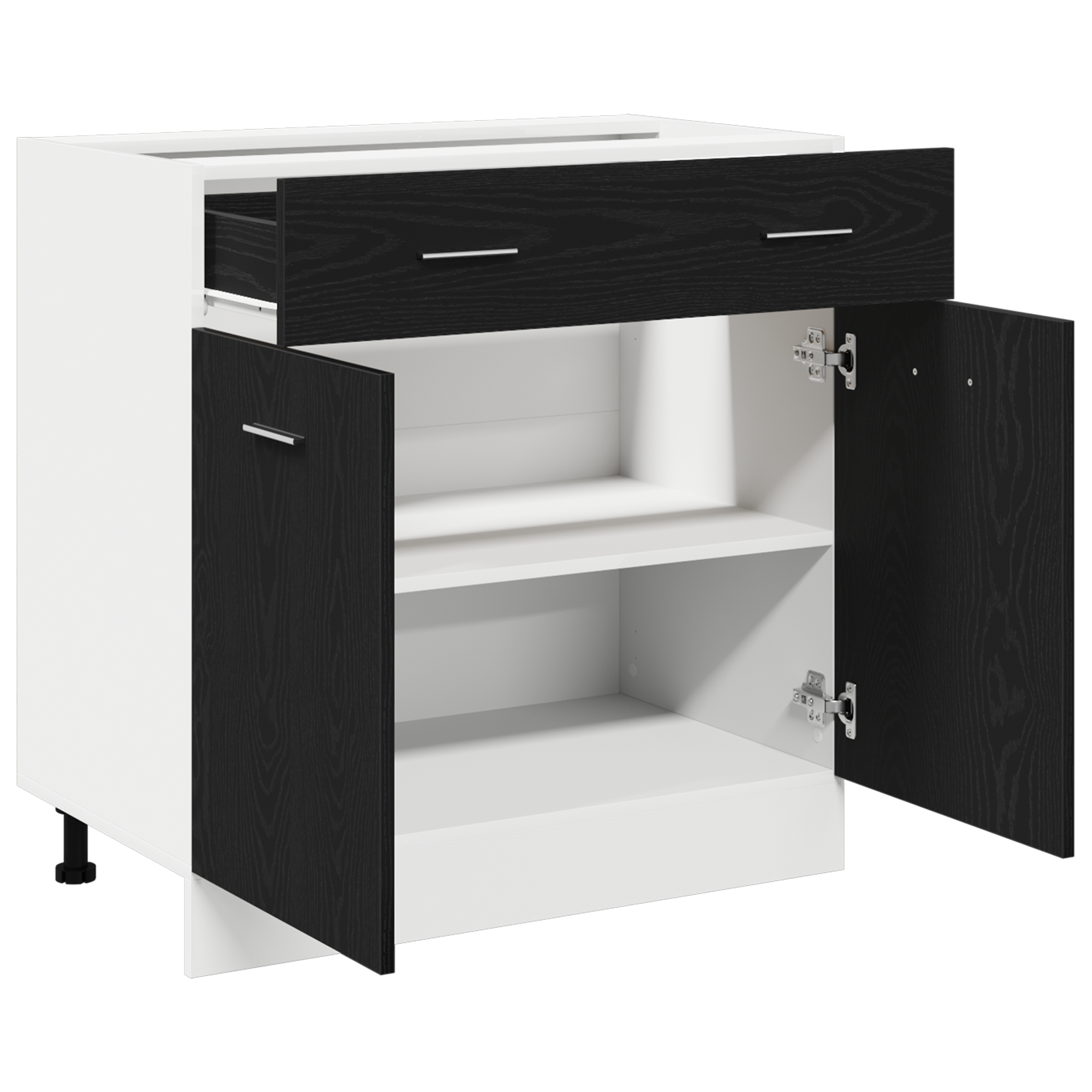 Cabinet with Drawer in Black Oak, 80x46x81.5 cm, Made of Engineered Wood - Image 5