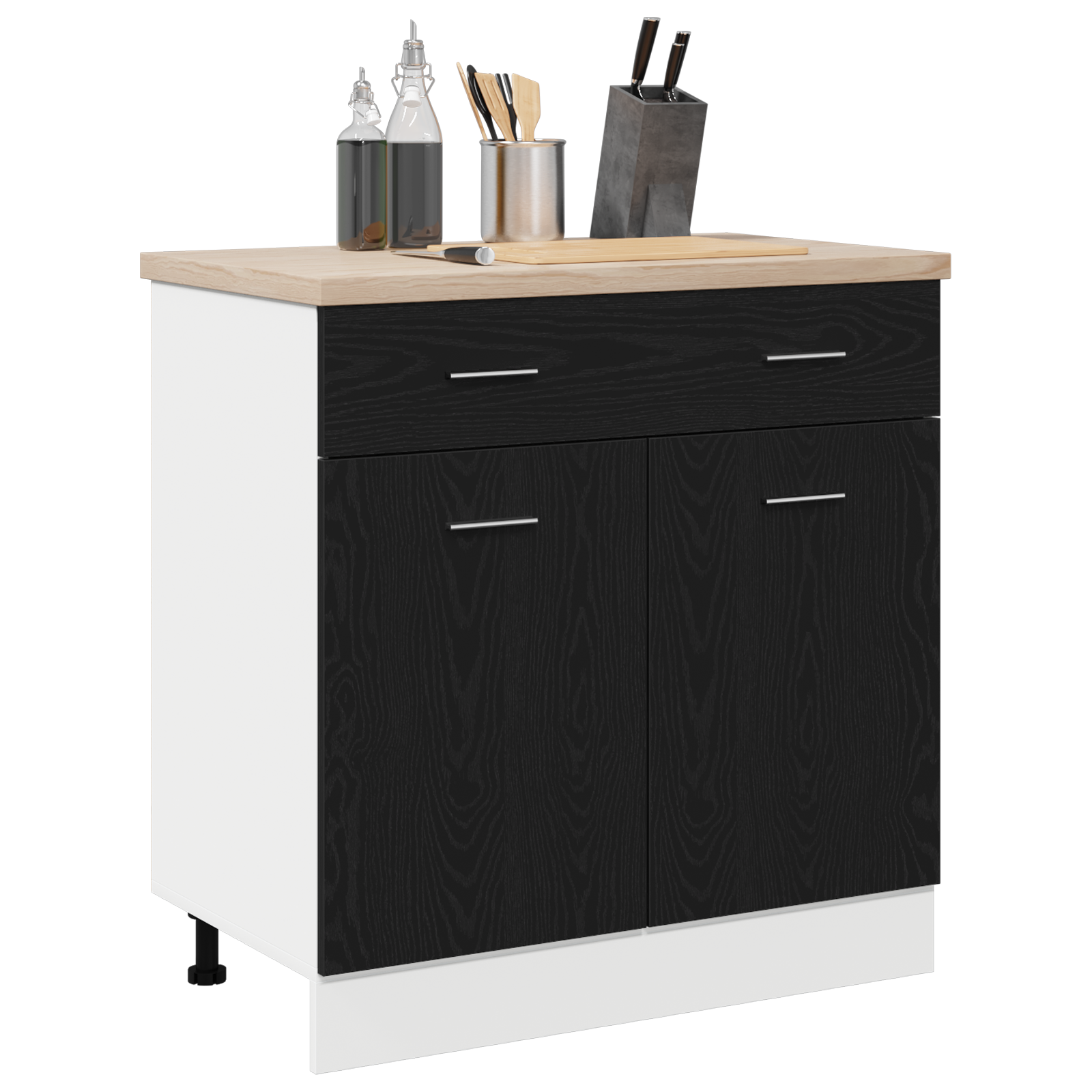 Thumbnail - vidaXL Schrank mit Schublade in schwarzer Eiche, 80 x 46 x 81,5 cm, aus Holzwerkstoff