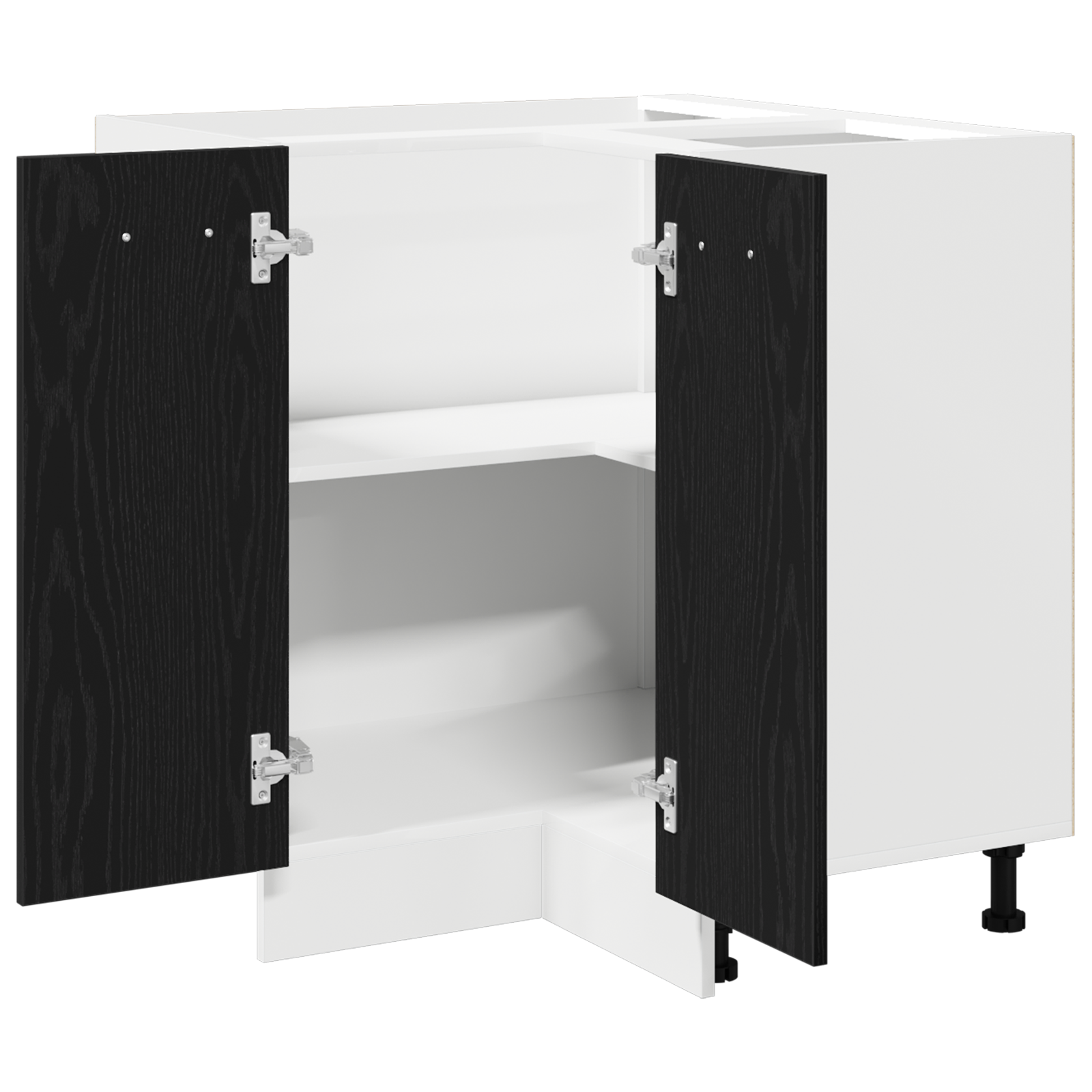 Black Oak Corner Bottom Cabinet - 75.5x75.5x81.5 cm, Made of Engineered Wood - Image 5