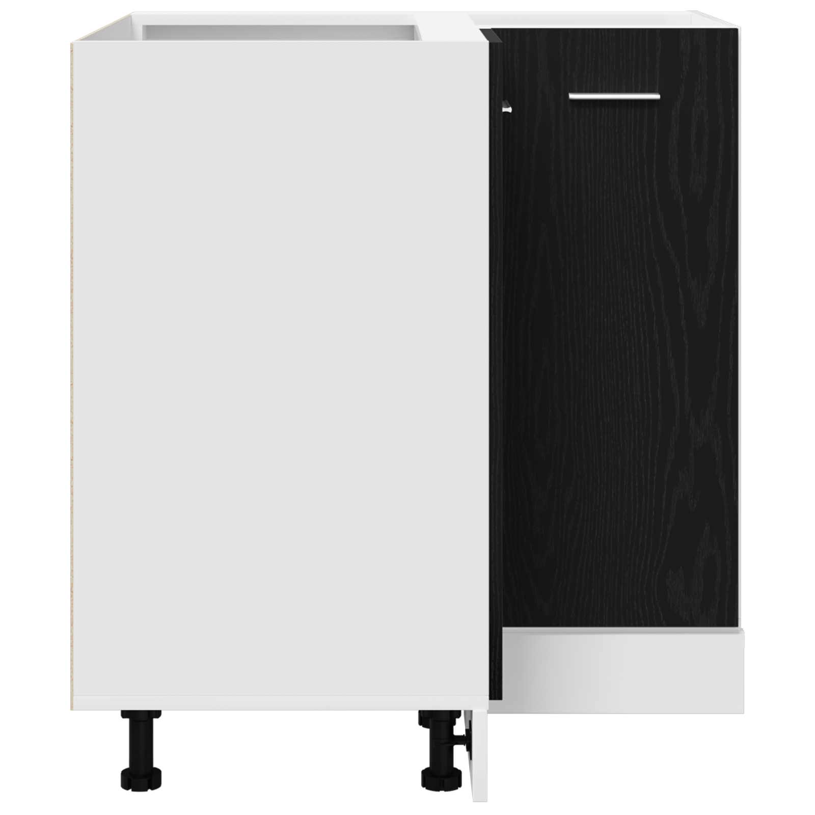 Black Oak Corner Bottom Cabinet - 75.5x75.5x81.5 cm, Made of Engineered Wood - Image 8