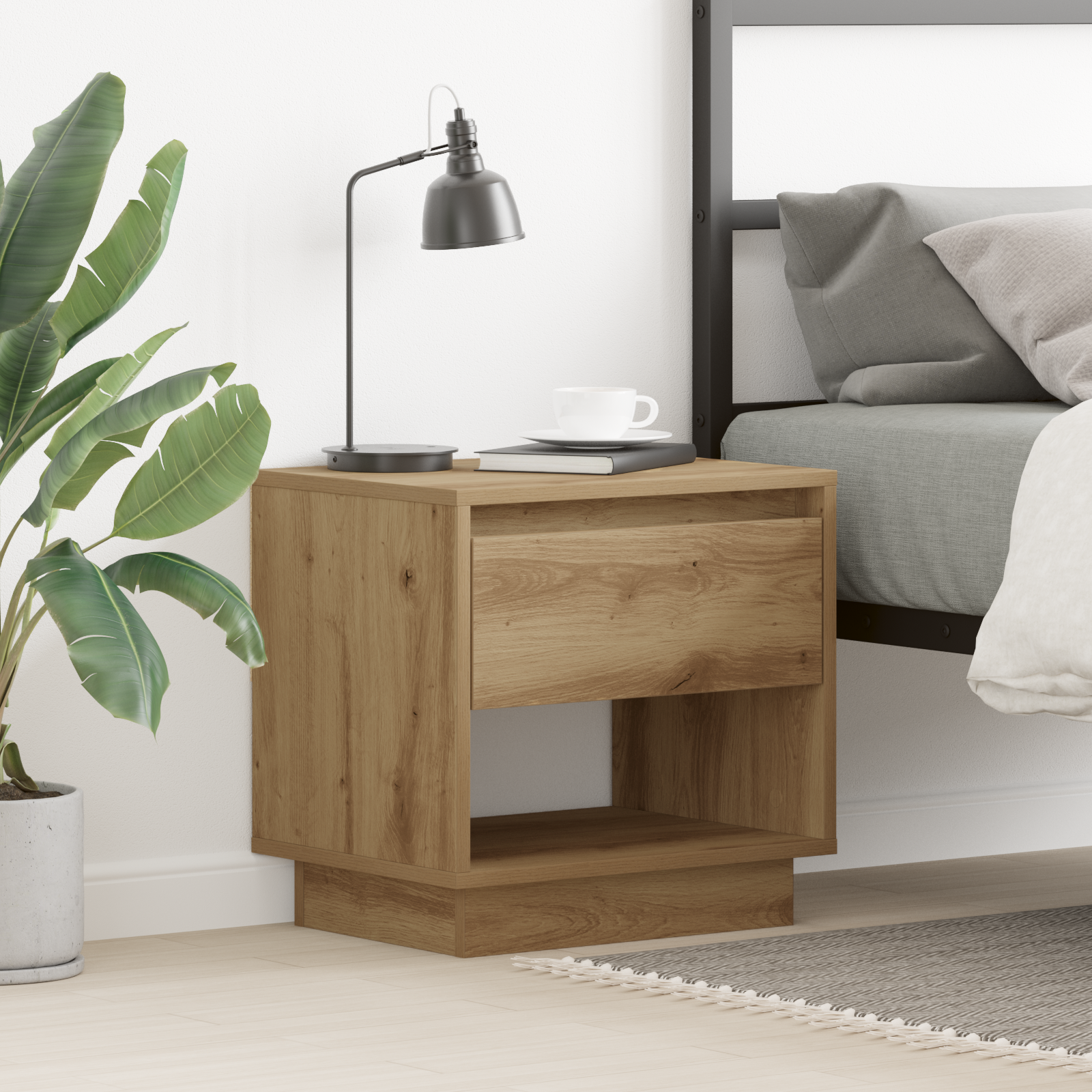 Bedside Cabinet Artisan Oak 45x34x46 cm Engineered Wood