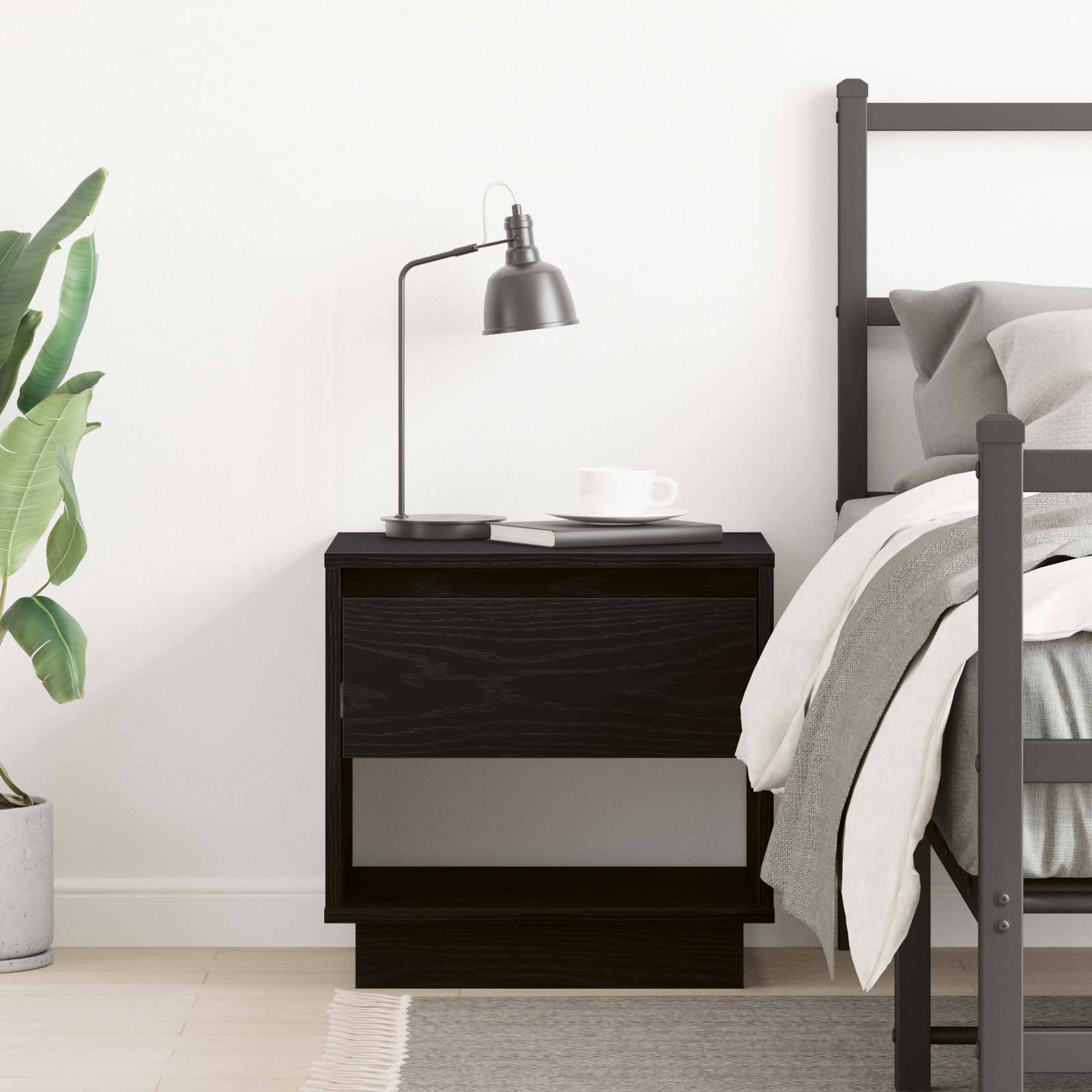 Bedside Cabinet Black Oak 45x34x48 cm Engineered Wood - Image 4