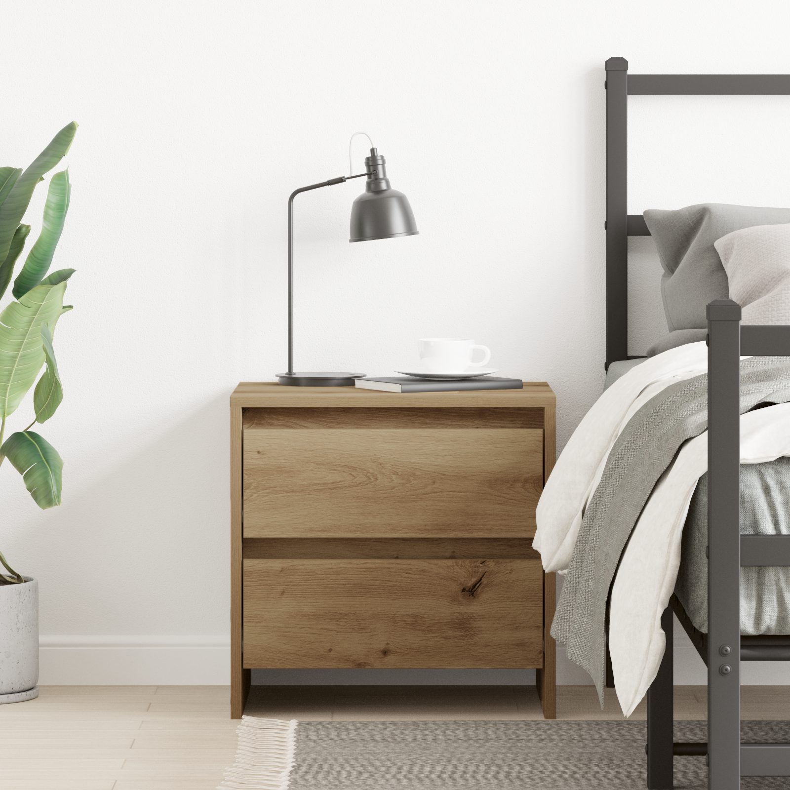 Bedside Cabinet Artisan Oak 45x34x44,5 cm Engineered Wood - Image 4