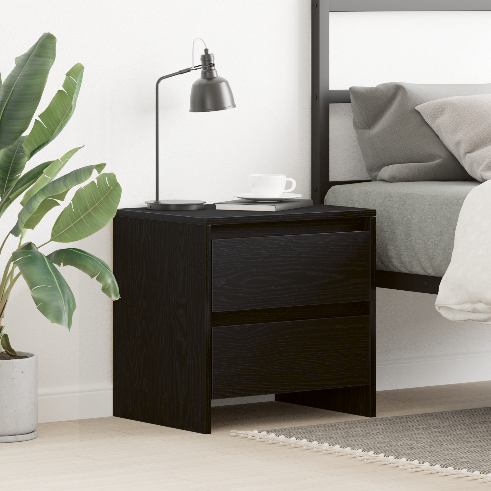 Bedside Cabinet Black Oak 45x34x44,5 cm Engineered Wood