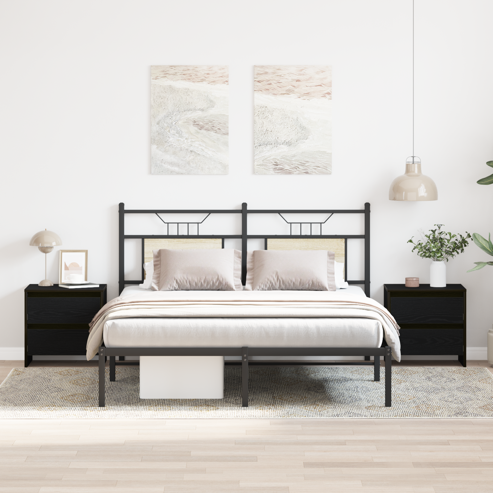 Bedside Cabinet 2 pcs Black Oak 45x34x44,5 cm Engineered Wood