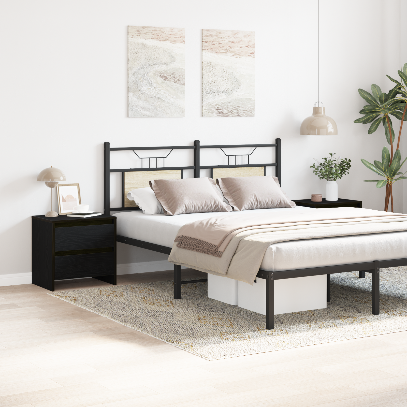 Bedside Cabinet 2 pcs Black Oak 45x34x44,5 cm Engineered Wood - Image 4