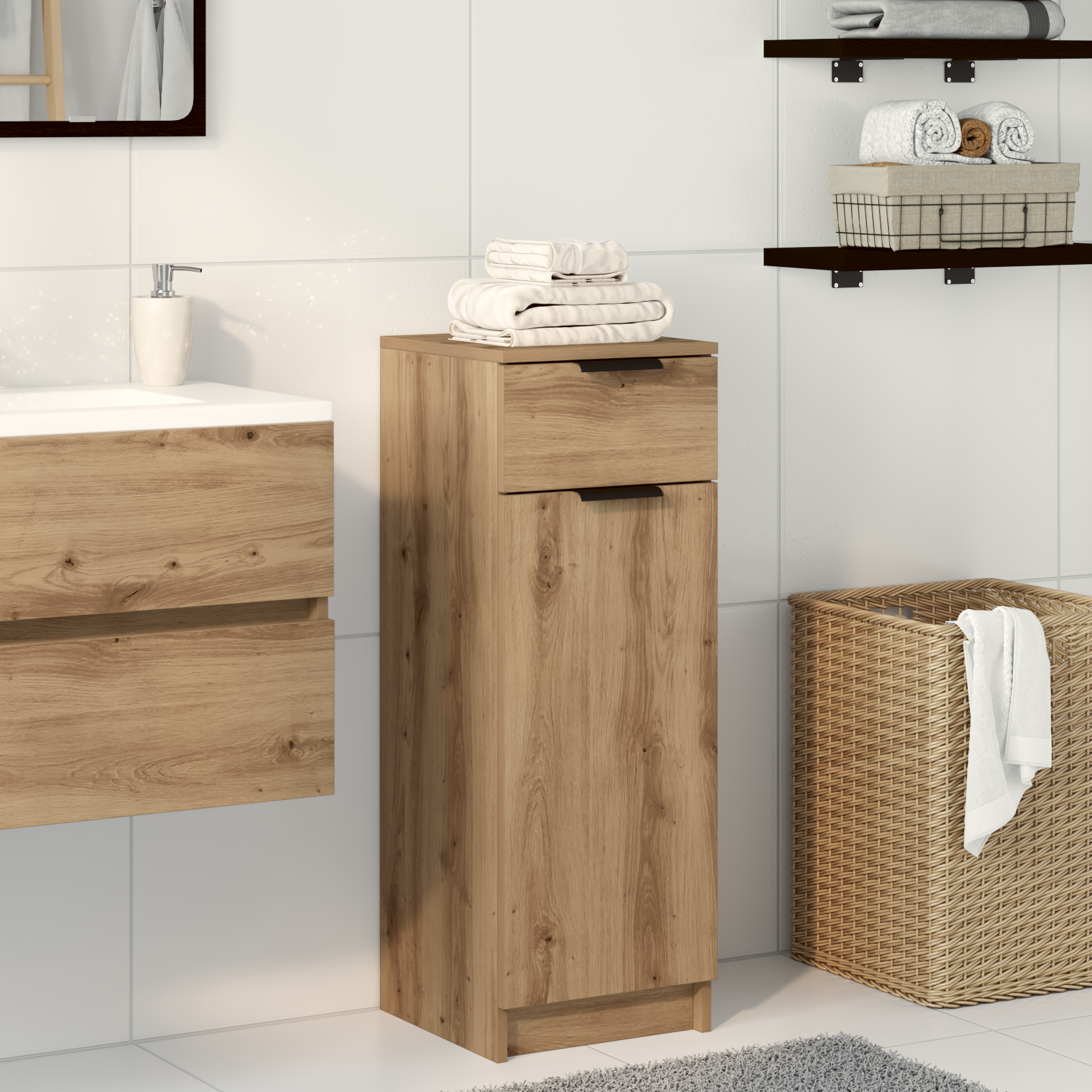 Bathroom Cabinet Artisan Oak 32x34x90 cm Engineered Wood