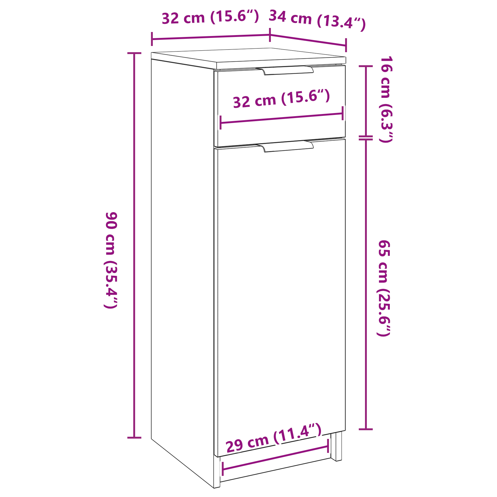 Bathroom Cabinet Black Oak 32x34x90 cm Engineered Wood - Image 8