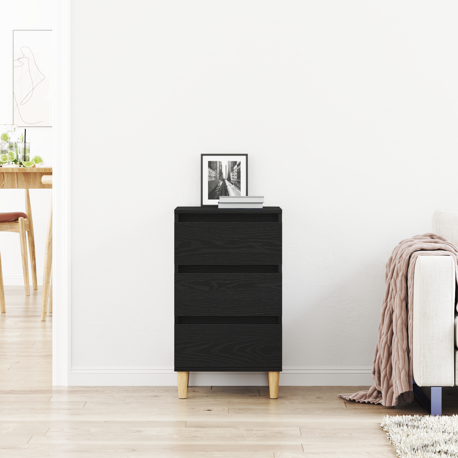 Bedside Cabinet Black Oak 40x35x70 cm Engineered Wood - Image 4