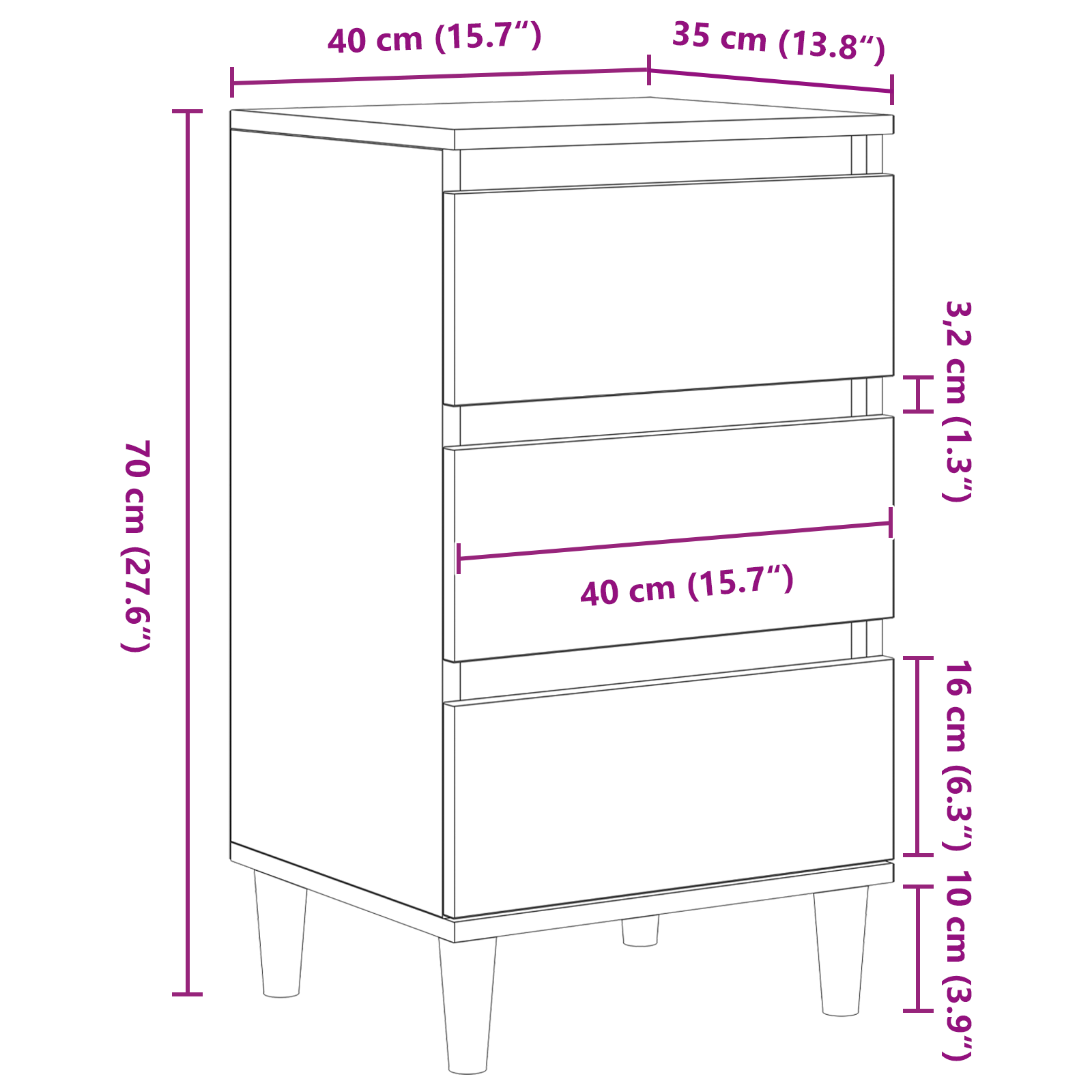 Bedside Cabinet Black Oak 40x35x70 cm Engineered Wood - Image 10