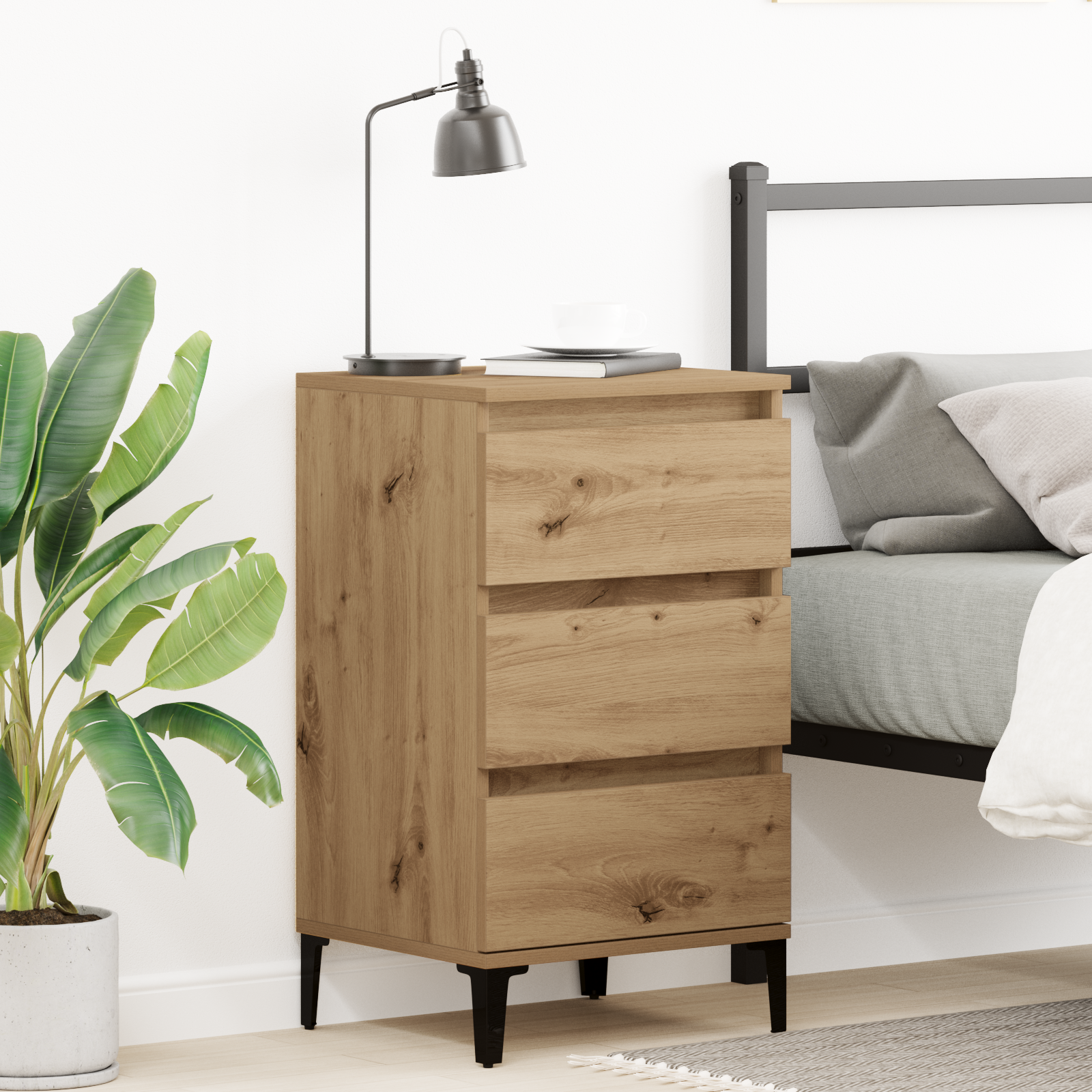 Bedside Cabinet Artisan Oak 40x35x70 cm Engineered Wood