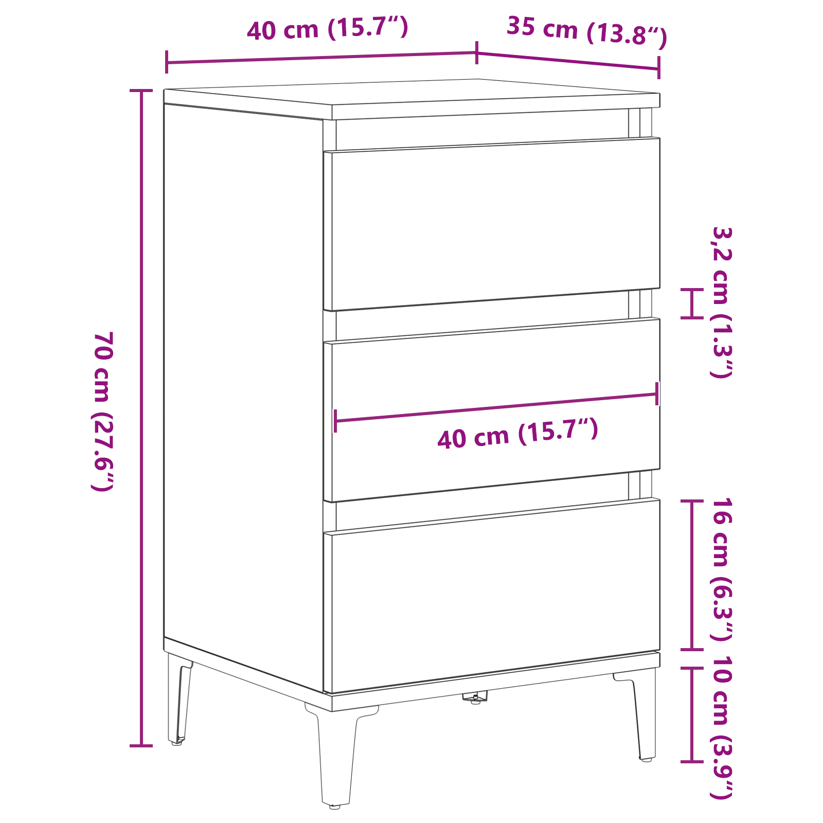 Bedside Cabinet Black Oak 40x35x70 cm Engineered Wood - Image 11