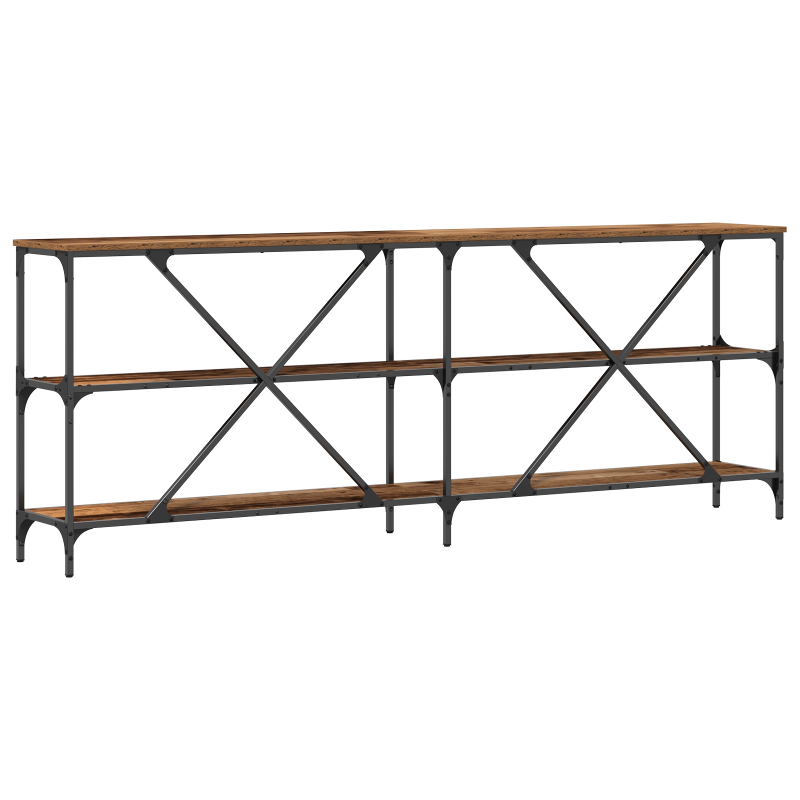 Console Table Old Wood 200x30x75 cm Engineered Wood and Steel - Image 7