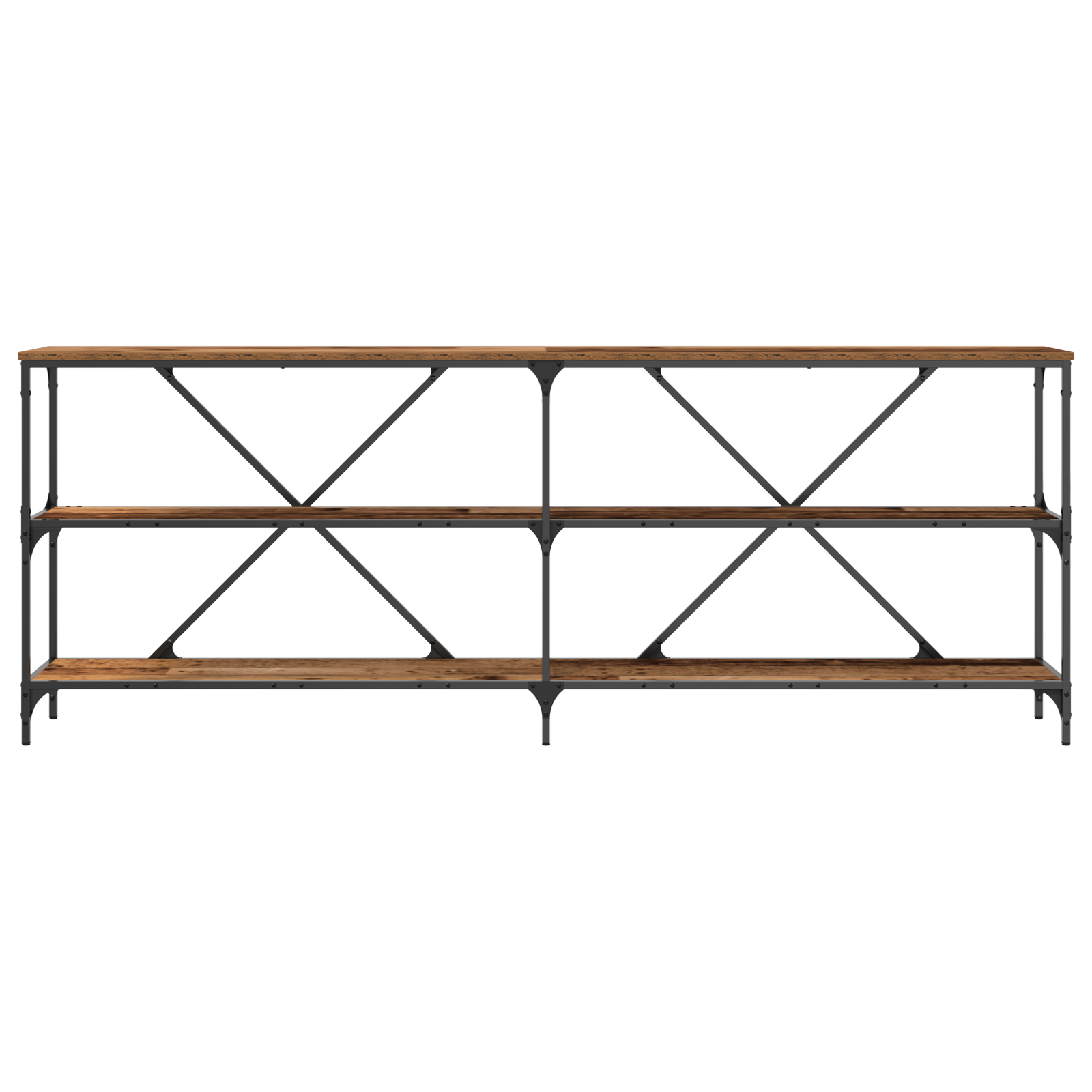 Console Table Old Wood 200x30x75 cm Engineered Wood and Steel - Image 5