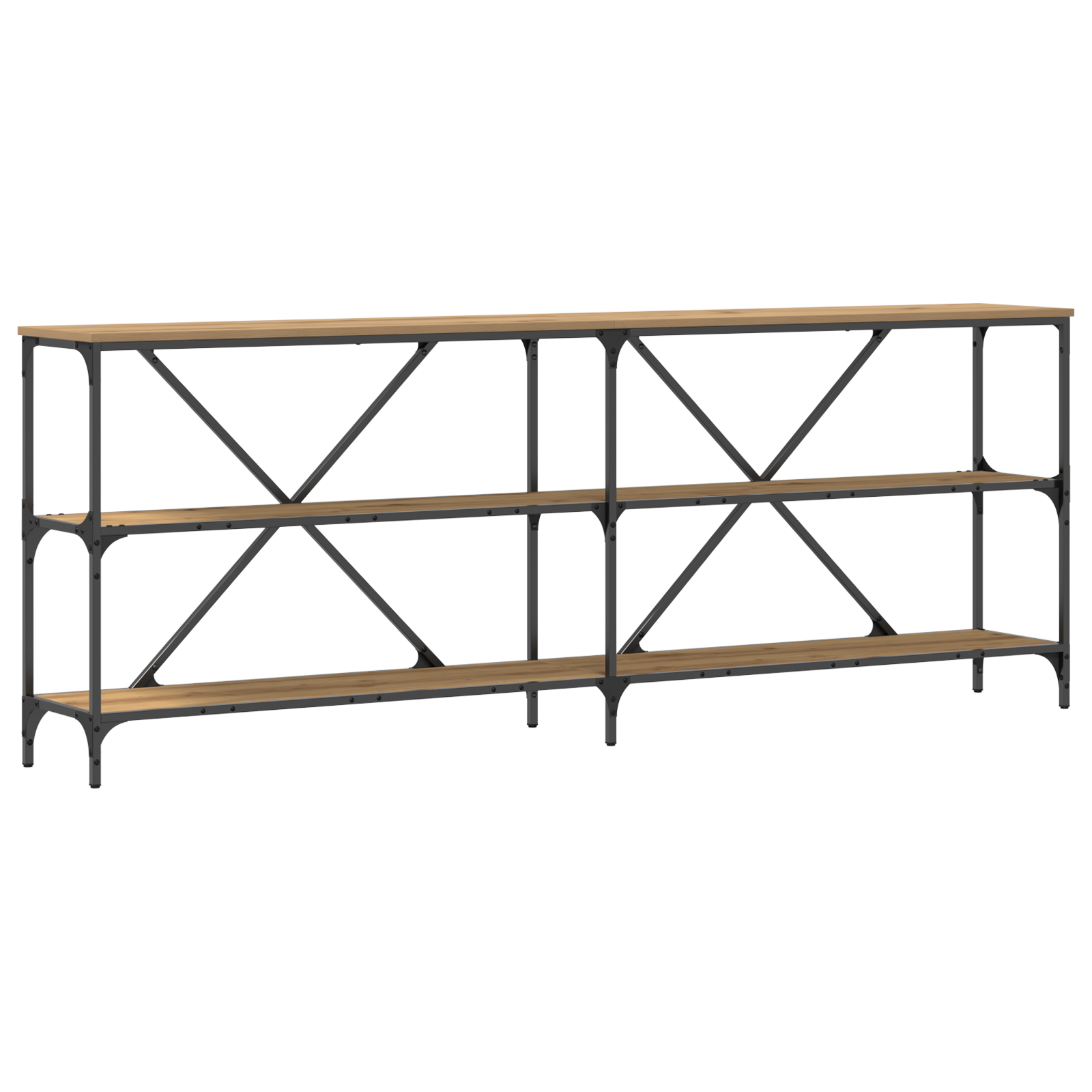 Console Table Artisan Oak 200x30x75 cm Engineered Wood & Steel - Image 2