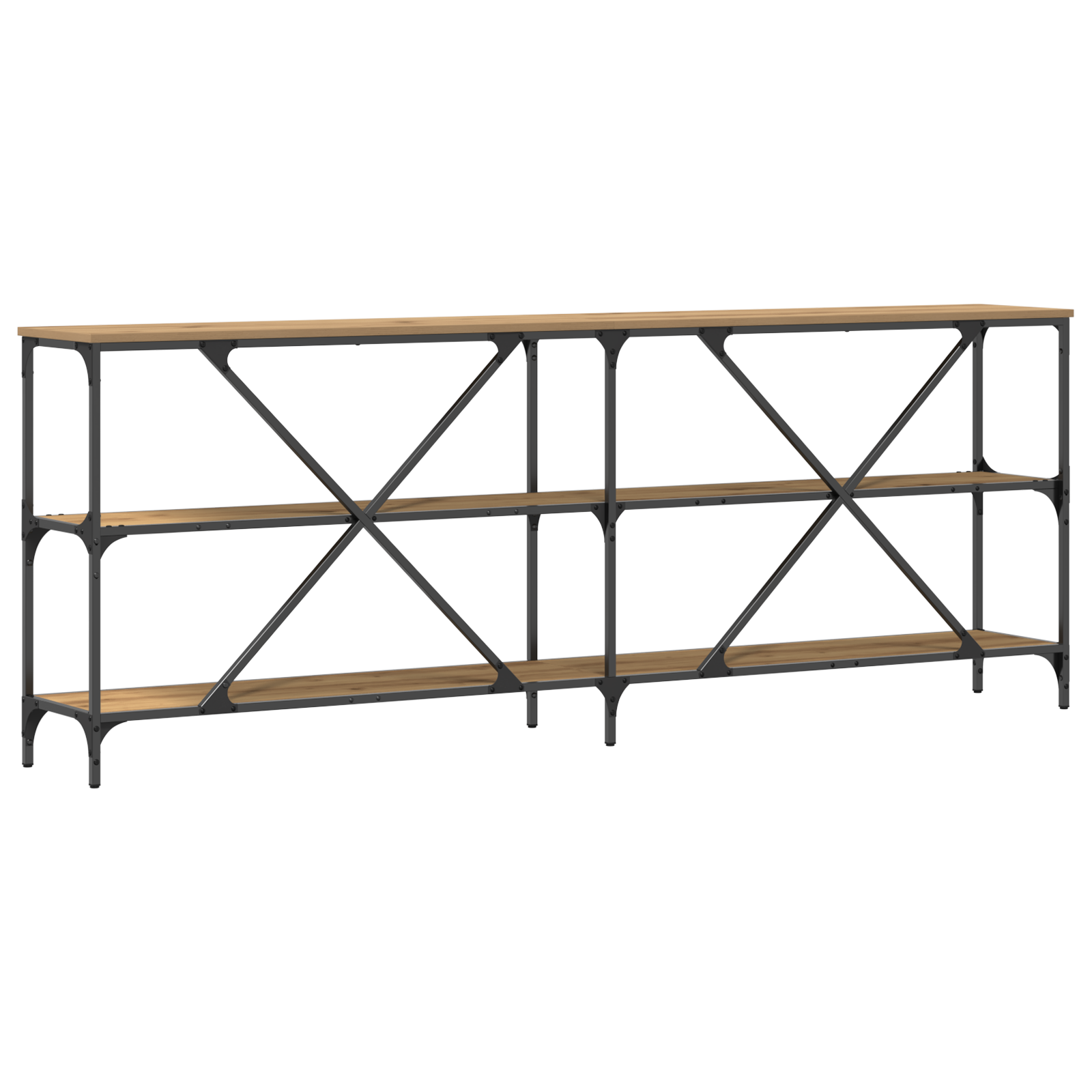 Console Table Artisan Oak 200x30x75 cm Engineered Wood & Steel - Image 7