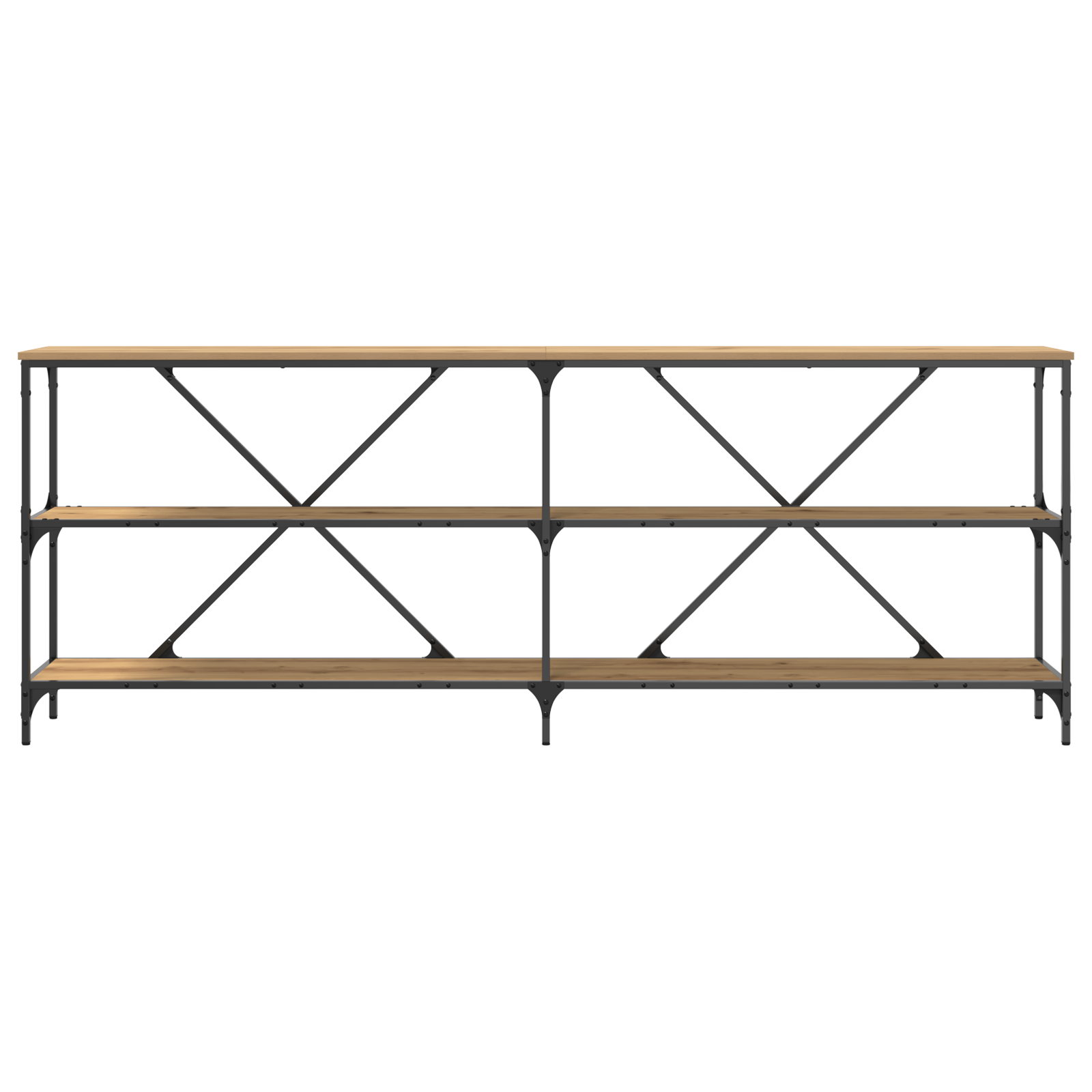 Console Table Artisan Oak 200x30x75 cm Engineered Wood & Steel - Image 5