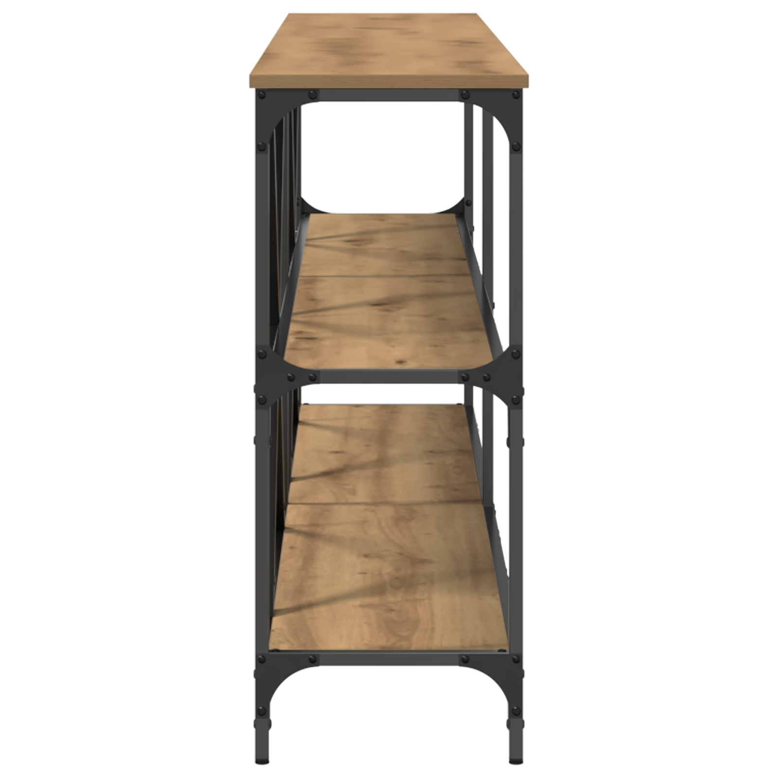 Console Table Artisan Oak 200x30x75 cm Engineered Wood & Steel - Image 6