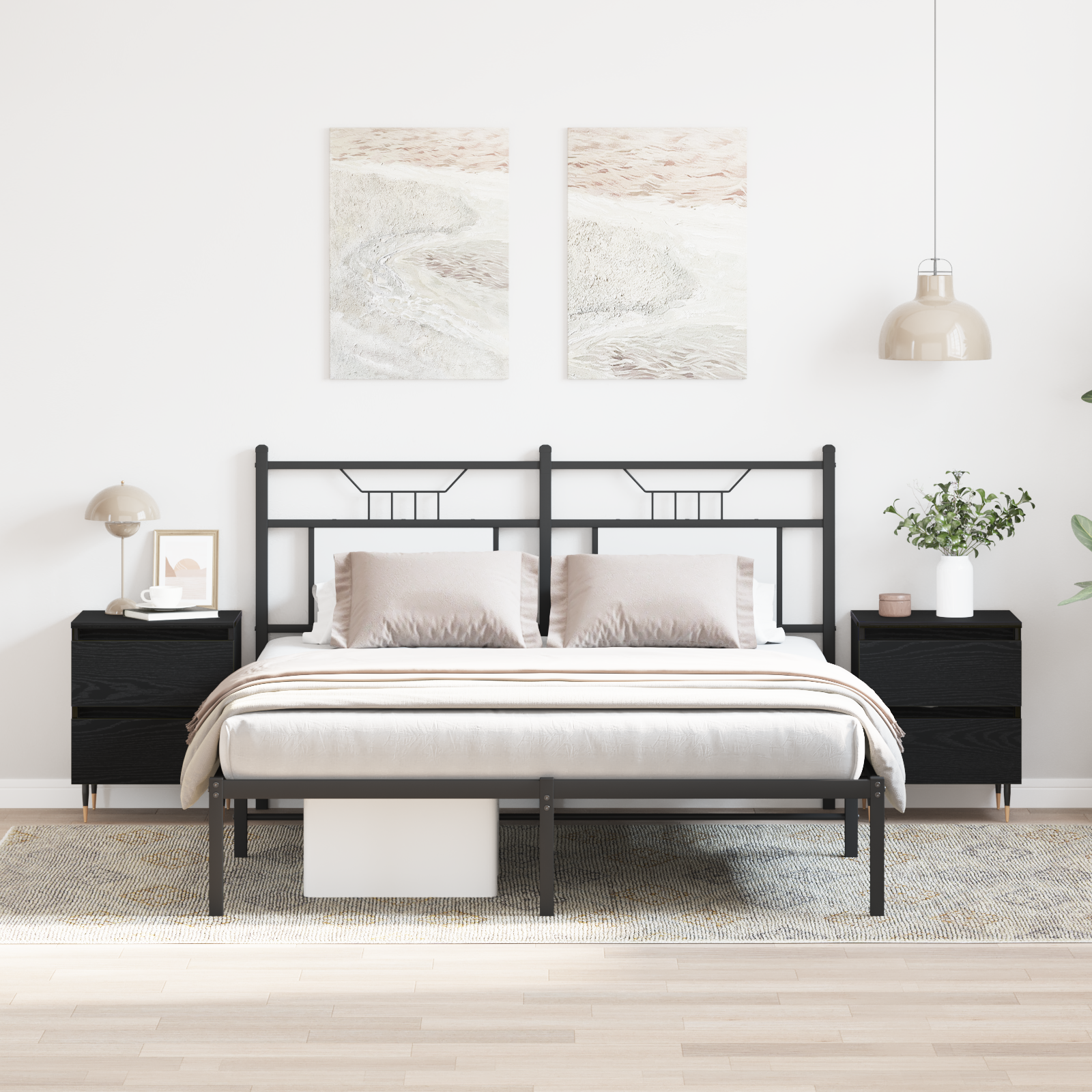 Bedside Cabinets 2 pcs Black Oak 40x35x50 cm Engineered Wood