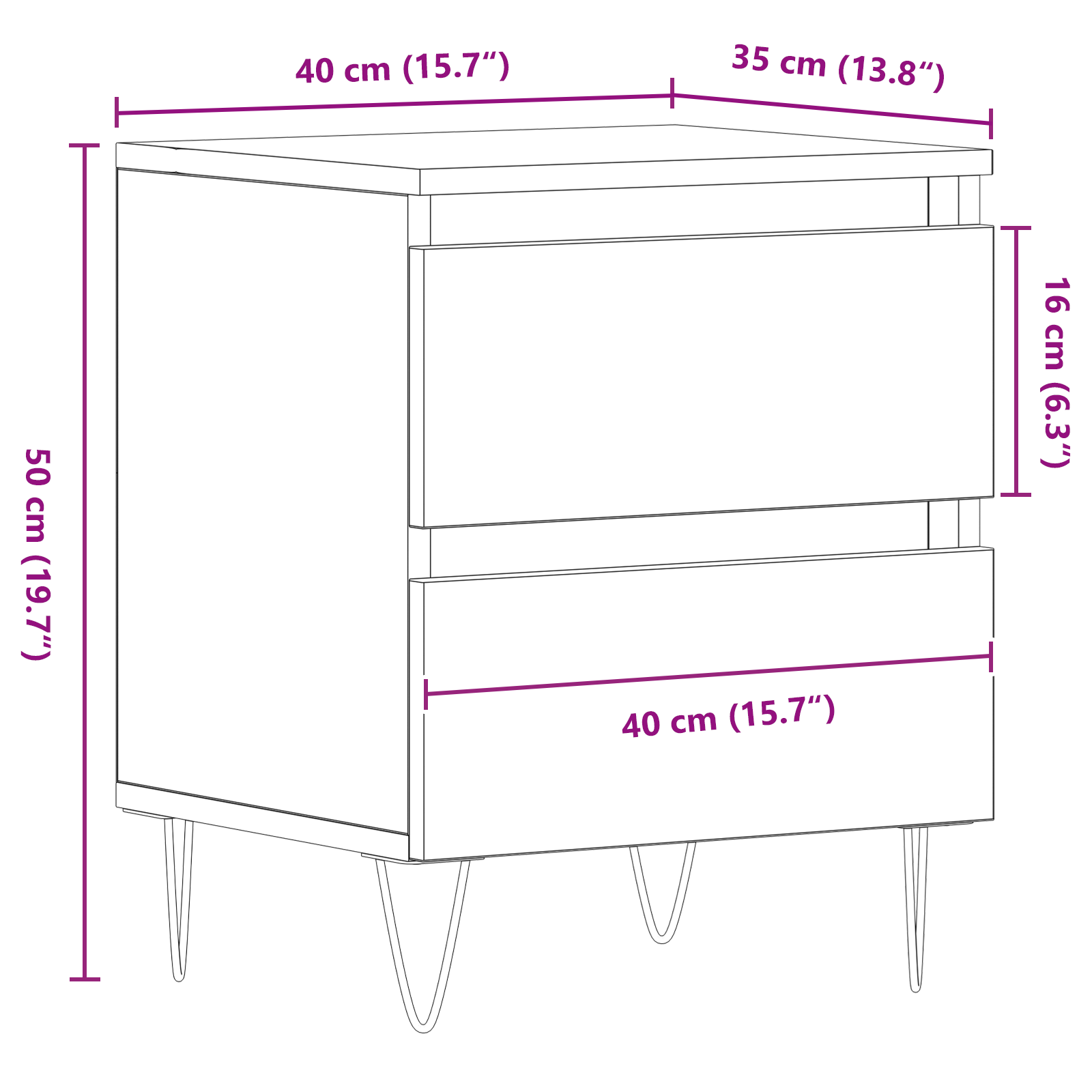 Bedside Cabinet Black Oak 40x35x50 cm Engineered Wood - Image 11