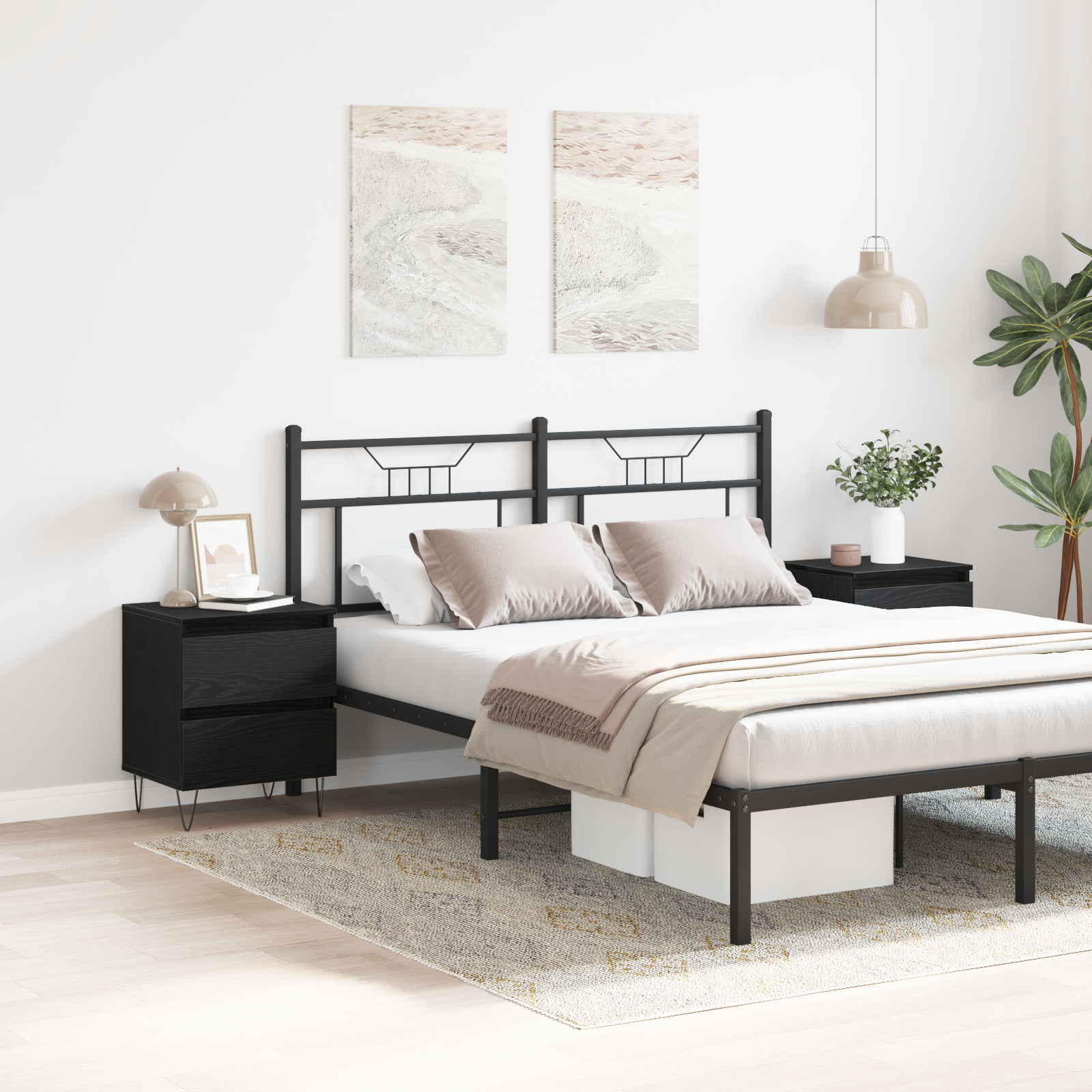 Bedside Cabinets 2 pcs Black Oak 40x35x50 cm Engineered Wood - Image 4