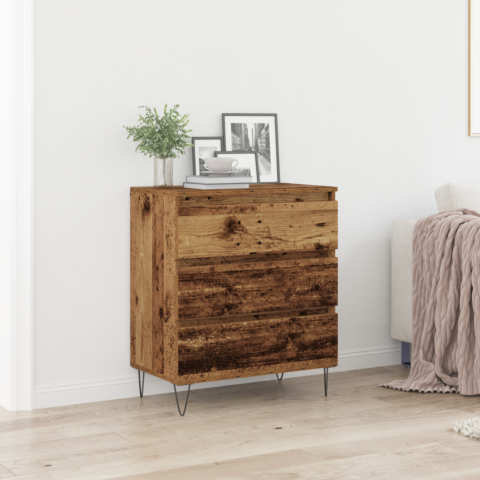 Sideboard with Drawers Old Wood 60x35x70 cm Engineered Wood