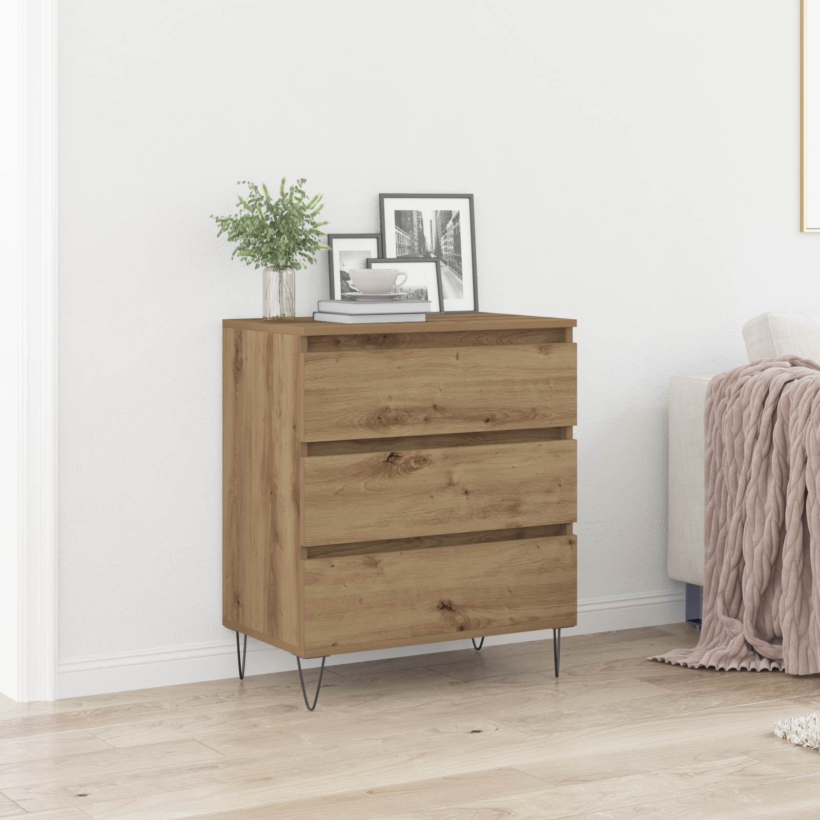 Sideboard with Drawers Artisan Oak 60x35x70 cm Engineered Wood