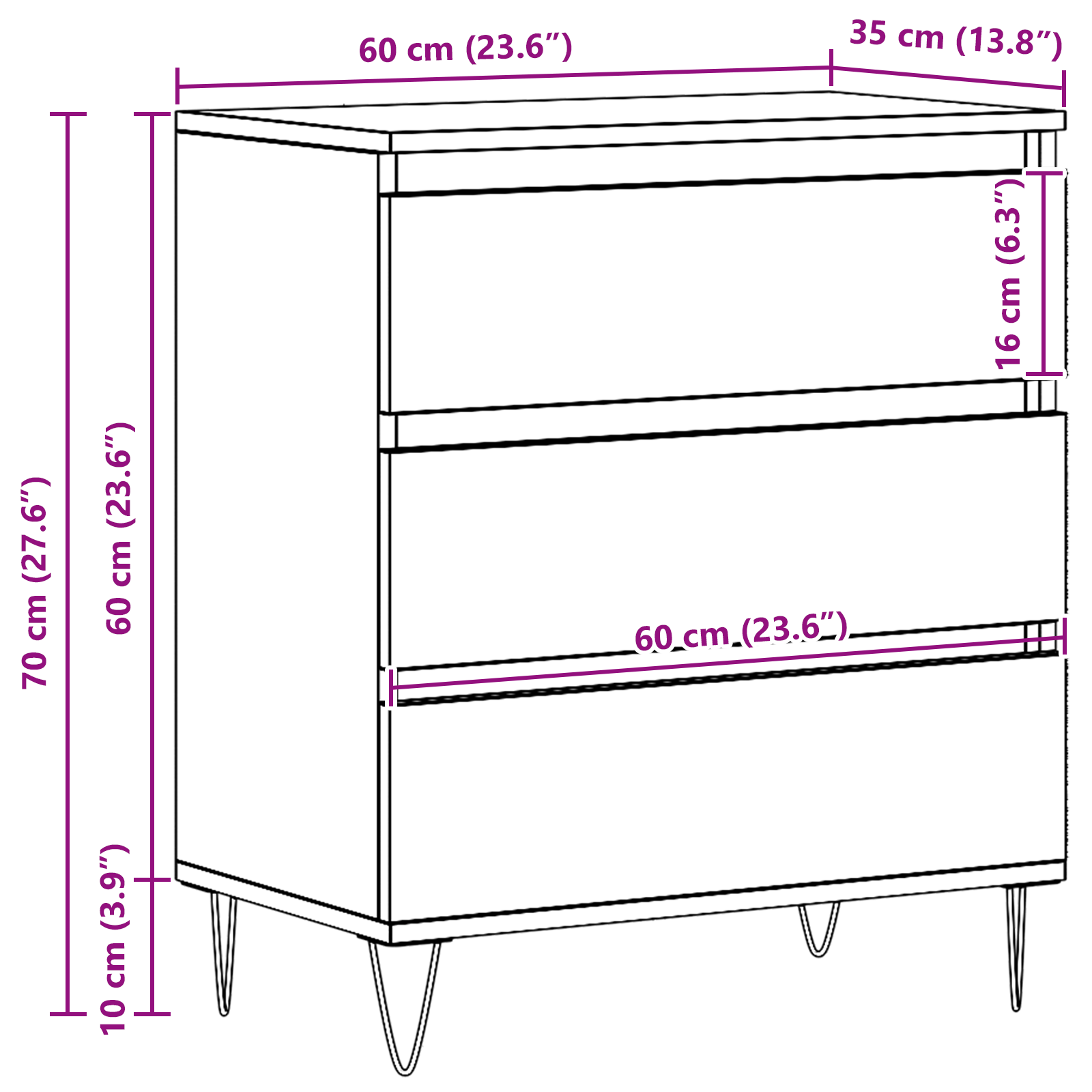 Sideboard with Drawers Artisan Oak 60x35x70 cm Engineered Wood - Image 11