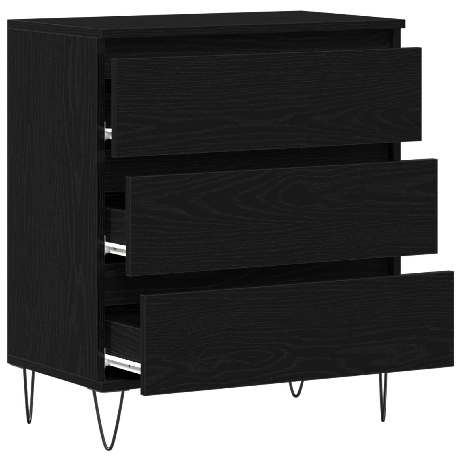 Sideboard with Drawers Black Oak 60x35x70 cm Engineered Wood - Image 5