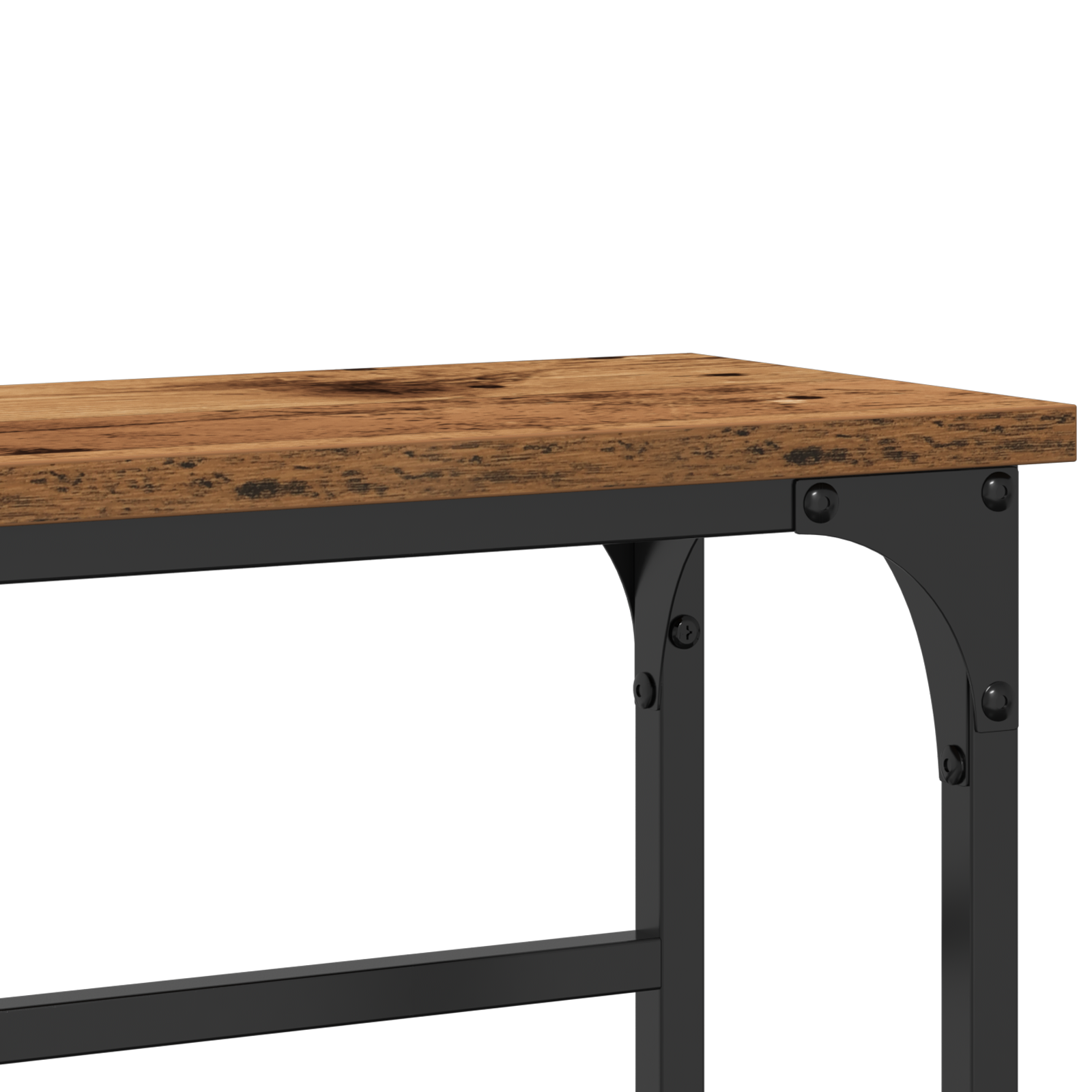 Console Table Old Wood 75x19,5x75 cm Engineered Wood and Steel - Image 8