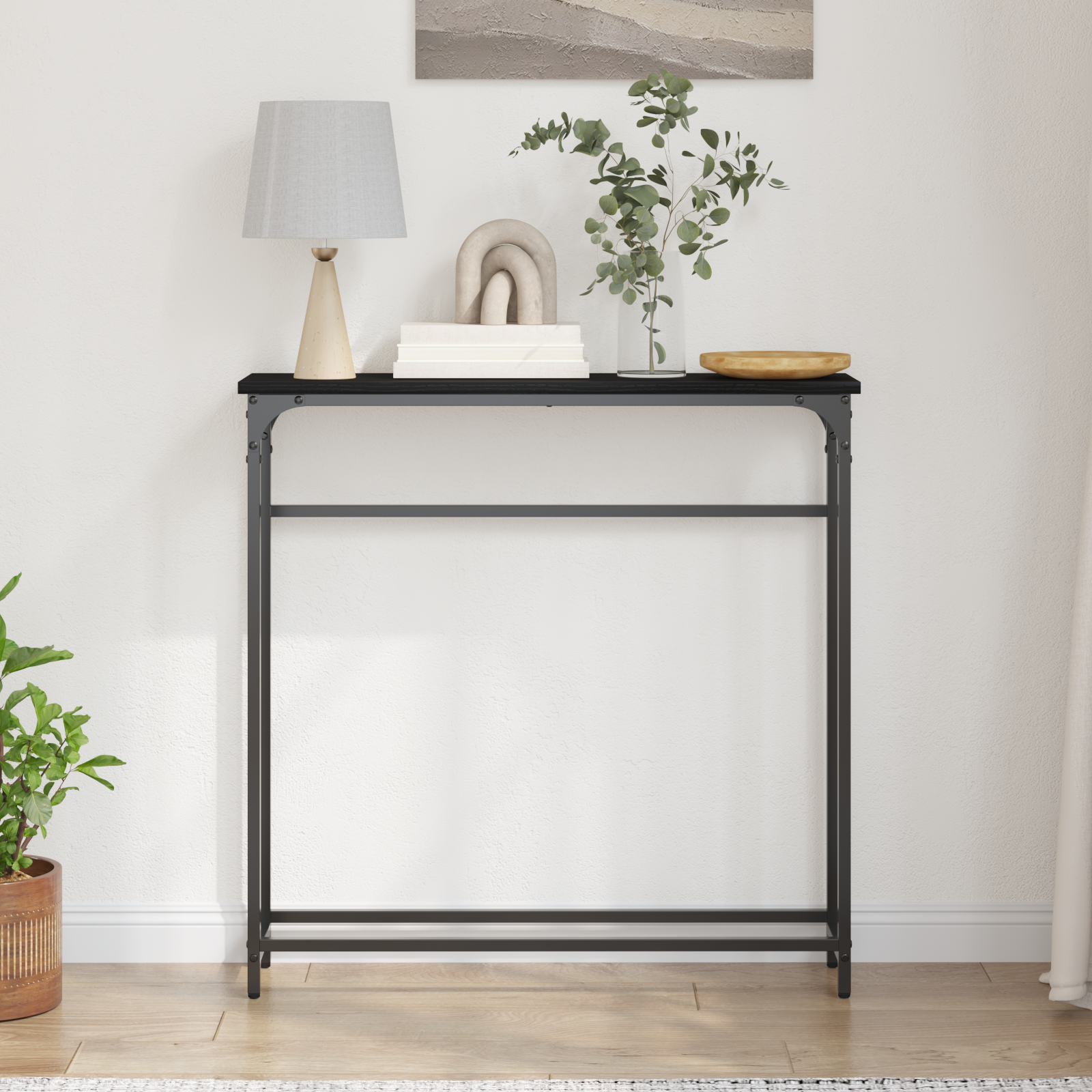 Console Table Black Oak 75x19,5x75 cm Engineered Wood - Image 4