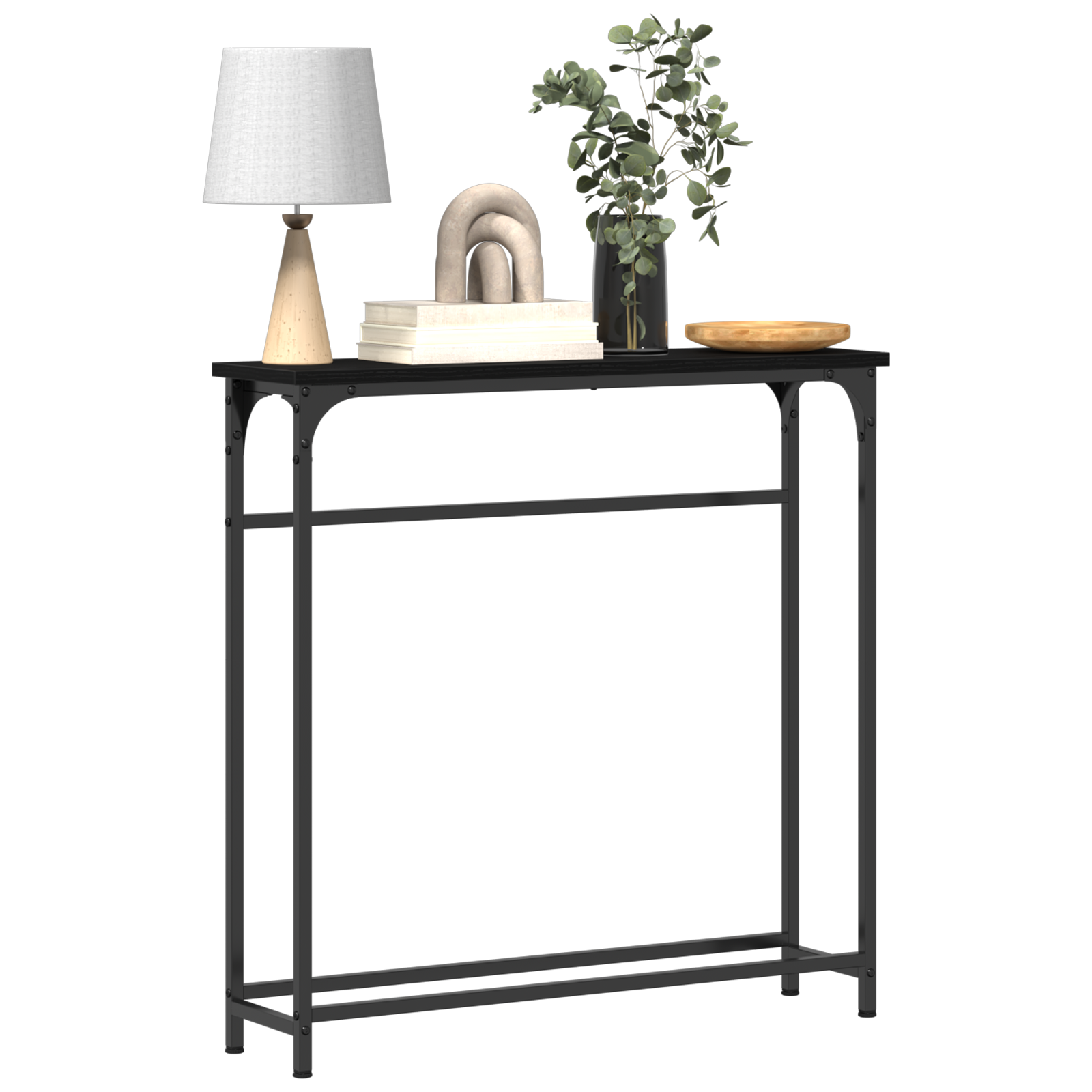 Console Table Black Oak 75x19,5x75 cm Engineered Wood - Image 3