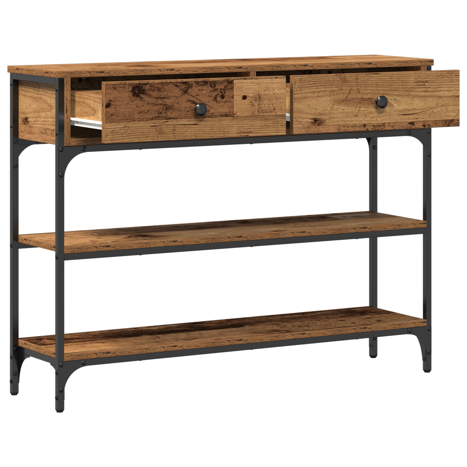 Console Table Old Wood 100x25x75 cm Engineered Wood and Steel - Image 5