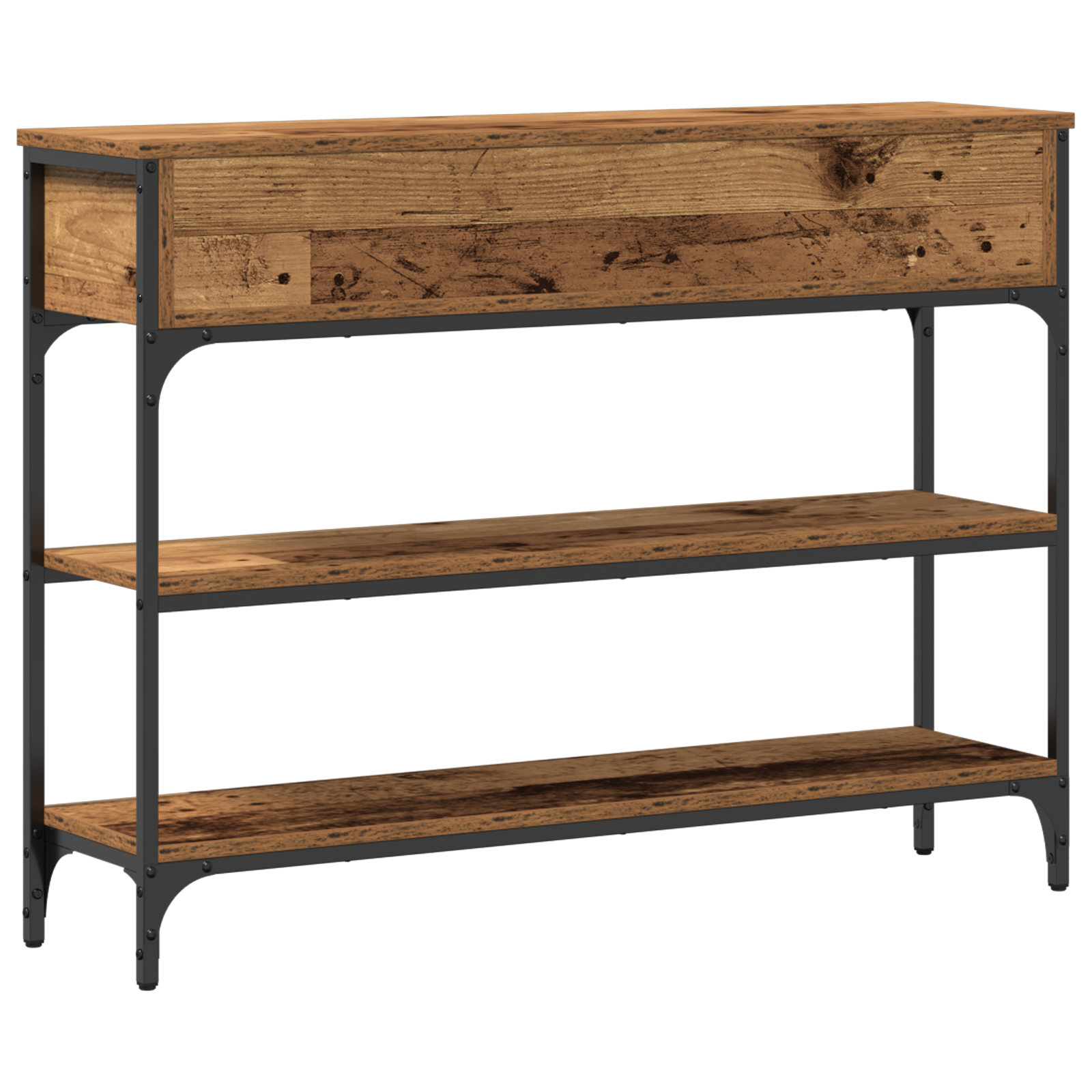 Console Table Old Wood 100x25x75 cm Engineered Wood and Steel - Image 8