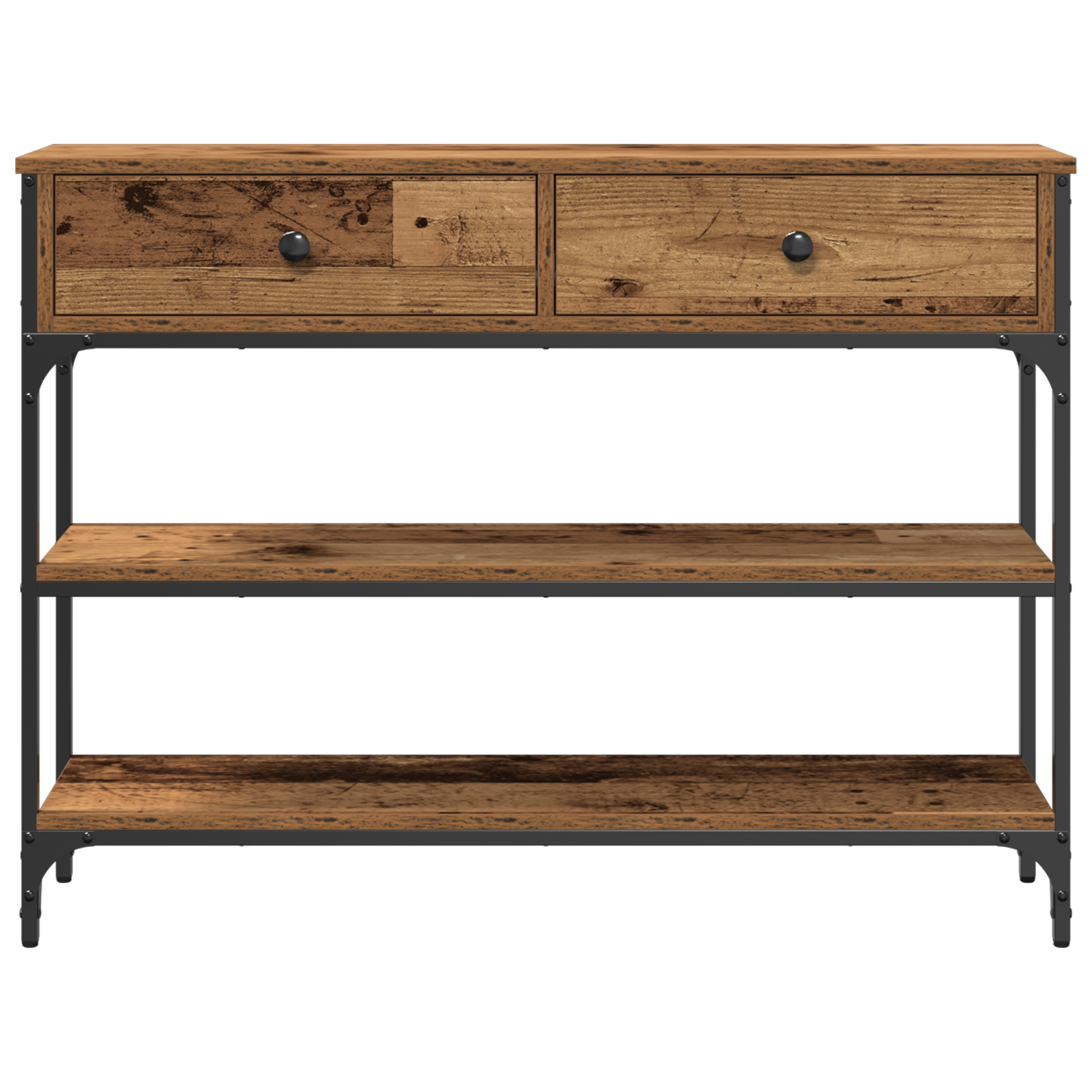 Console Table Old Wood 100x25x75 cm Engineered Wood and Steel - Image 6