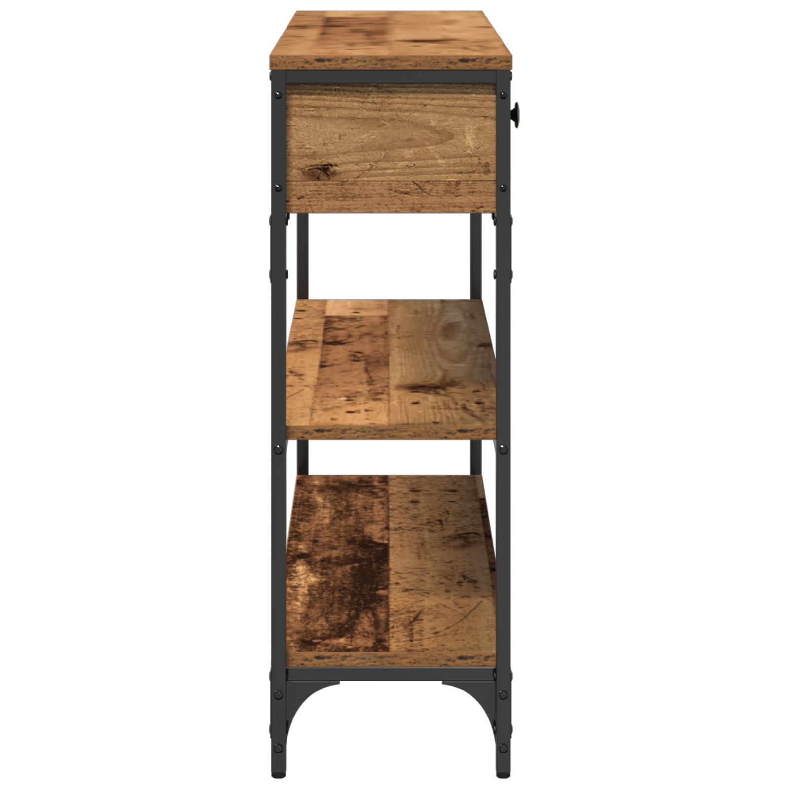 Console Table Old Wood 100x25x75 cm Engineered Wood and Steel - Image 7