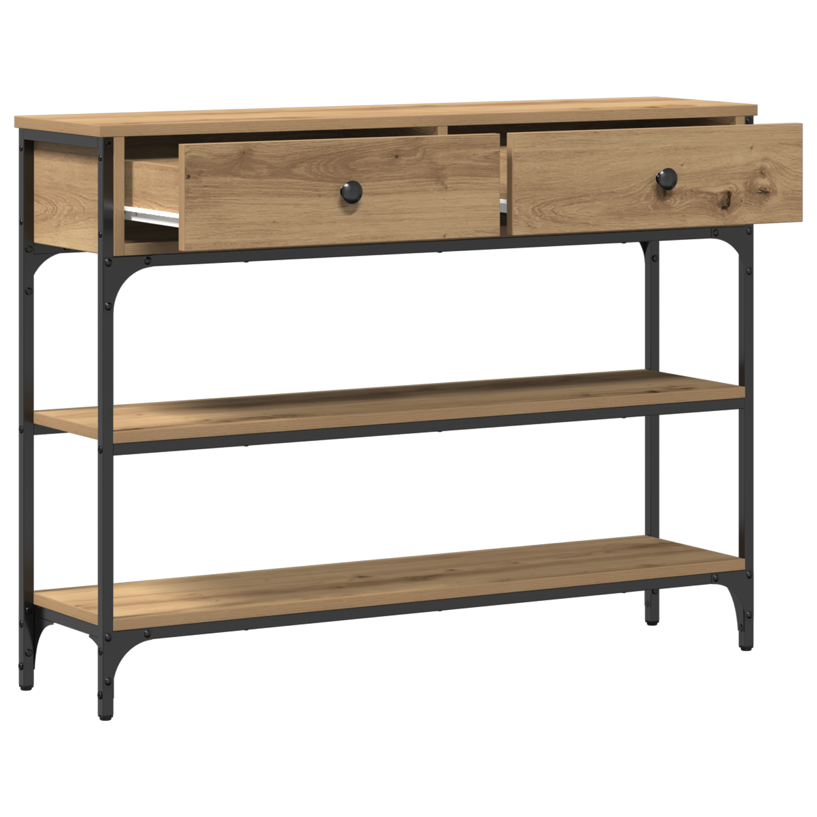 Console Table Artisan Oak 100x25x75 cm Engineered Wood & Steel - Image 5