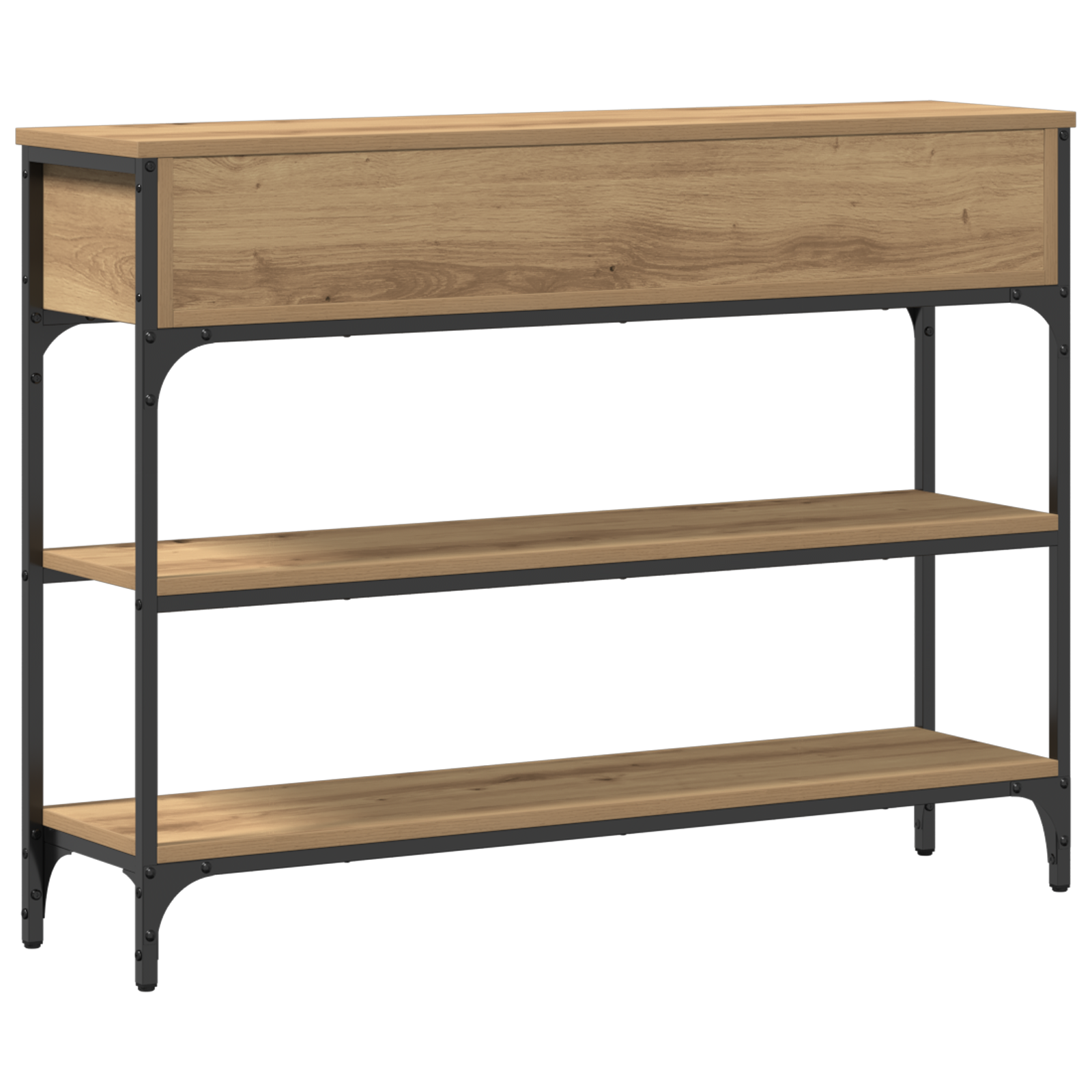 Console Table Artisan Oak 100x25x75 cm Engineered Wood & Steel - Image 8