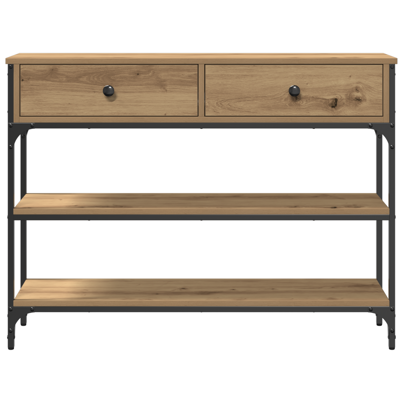 Console Table Artisan Oak 100x25x75 cm Engineered Wood & Steel - Image 6