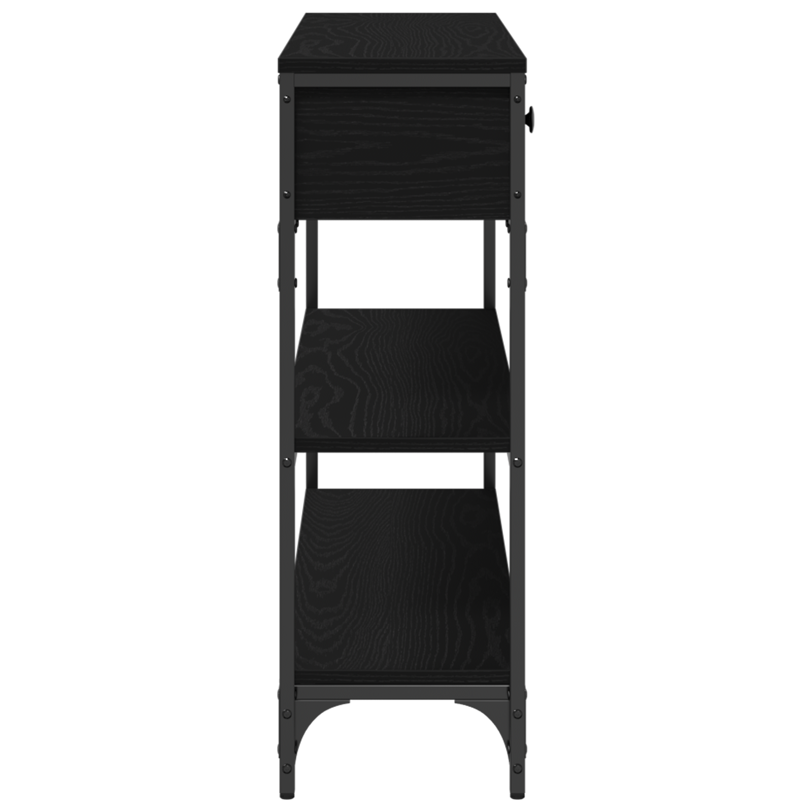 Console Table Black Oak 100x25x75 cm Engineered Wood & Steel - Image 7