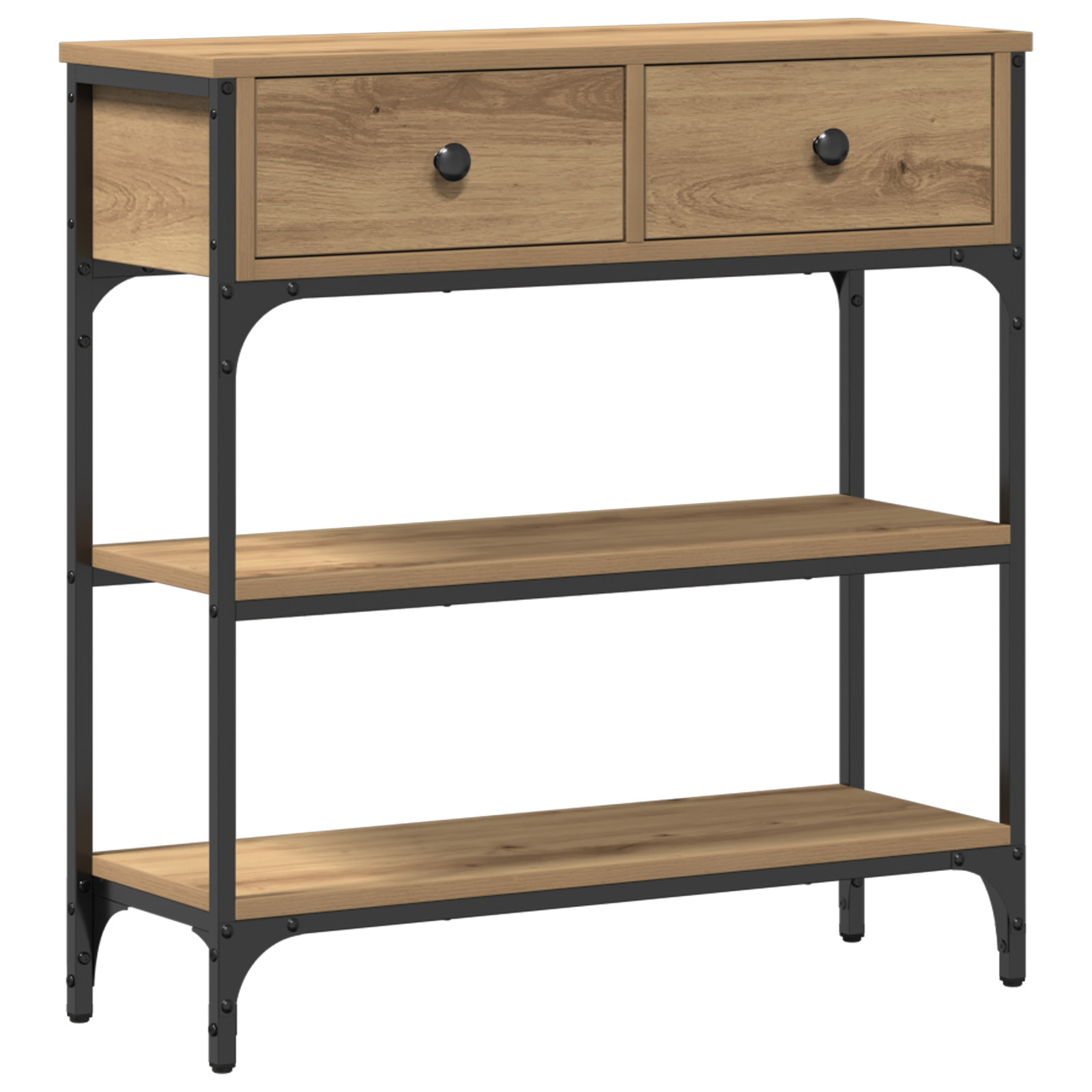 Console Table Artisan Oak 72,5x25x75 cm Engineered Wood & Steel - Image 2